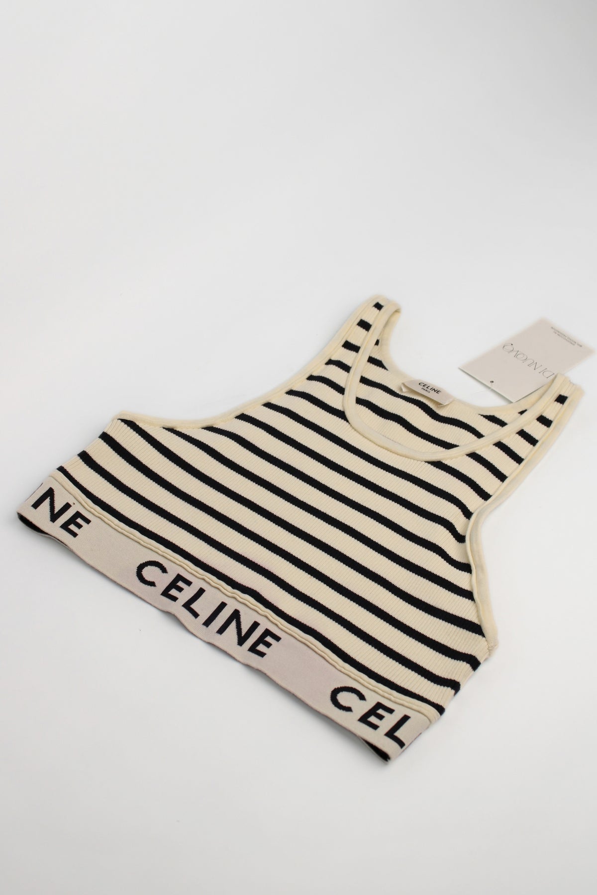 Celine Stripe Logo Crop Top Size S