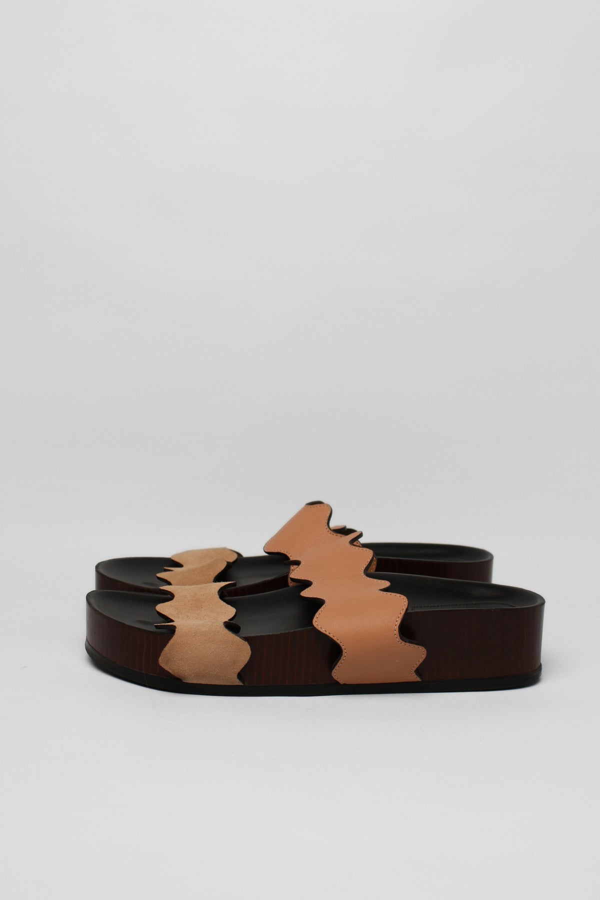 Chloe Neutral Scalloped Slides Size 40