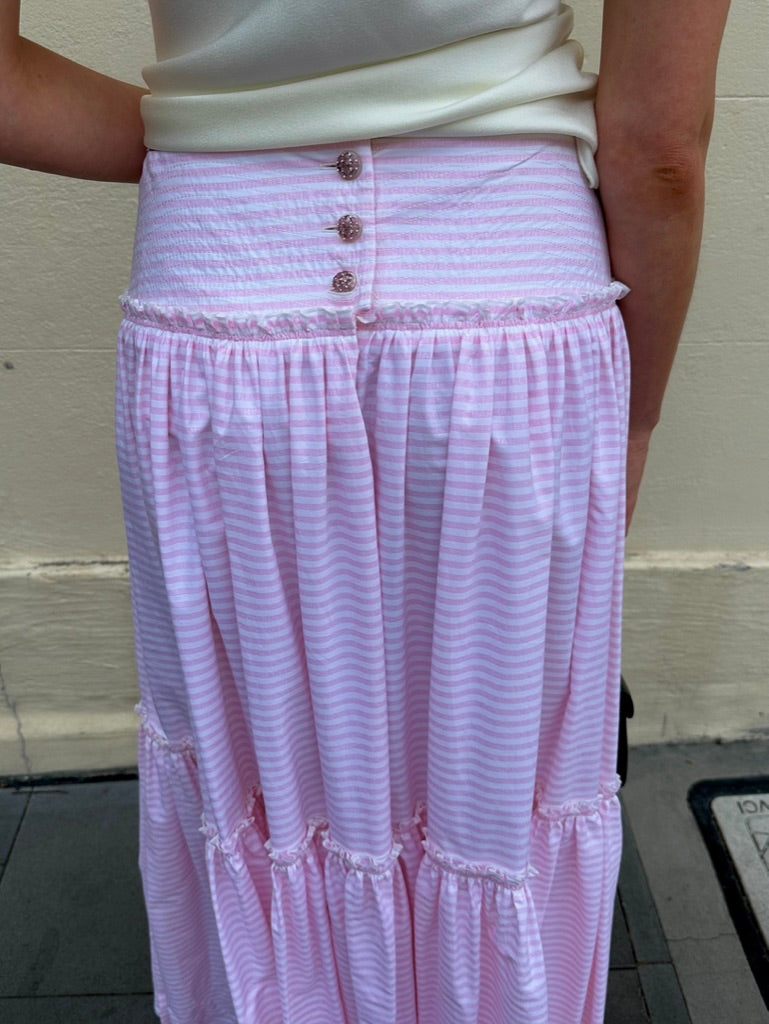Chanel Pink Stripe Skirt Size 38