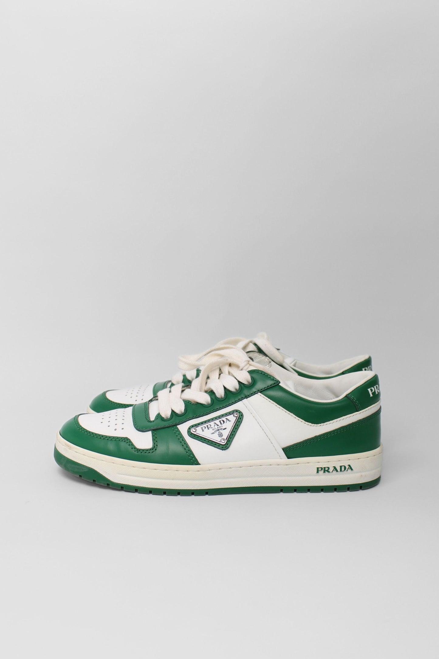 Prada Green White Logo Sneaker Size 37.5