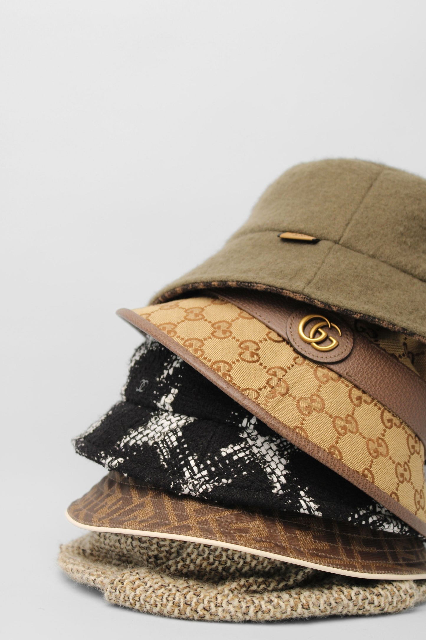 Fendi Olive Wool logo Hat Size S