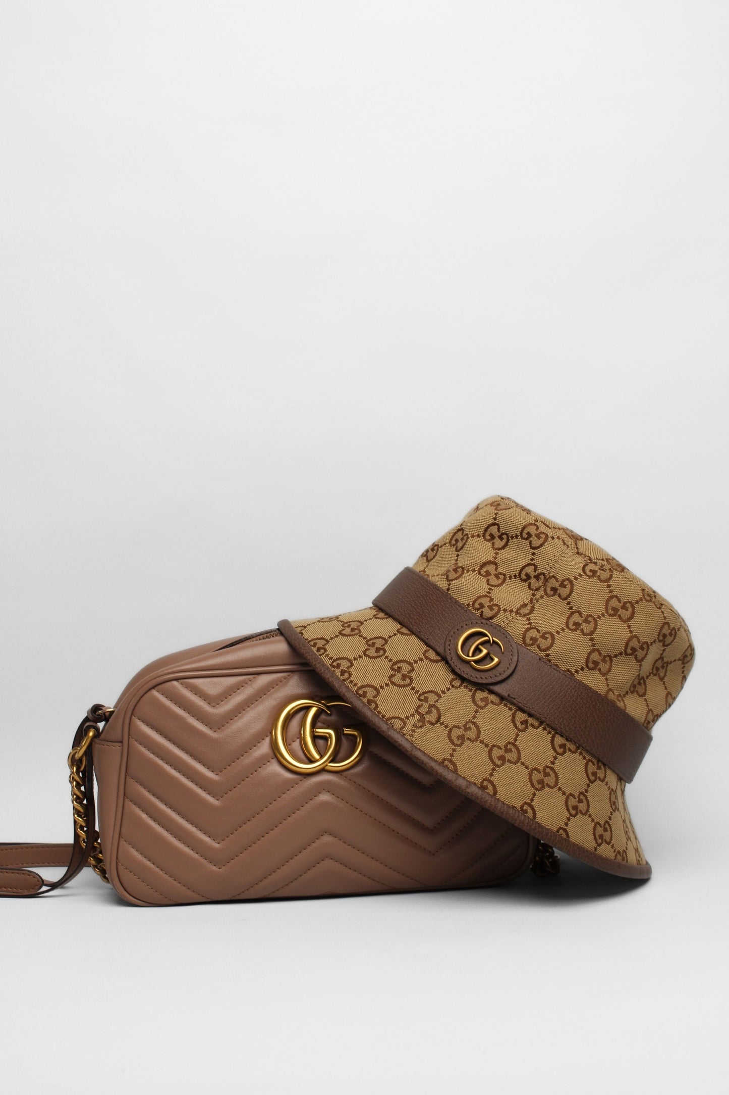 Gucci Monogram Leather Trim Hat Size S