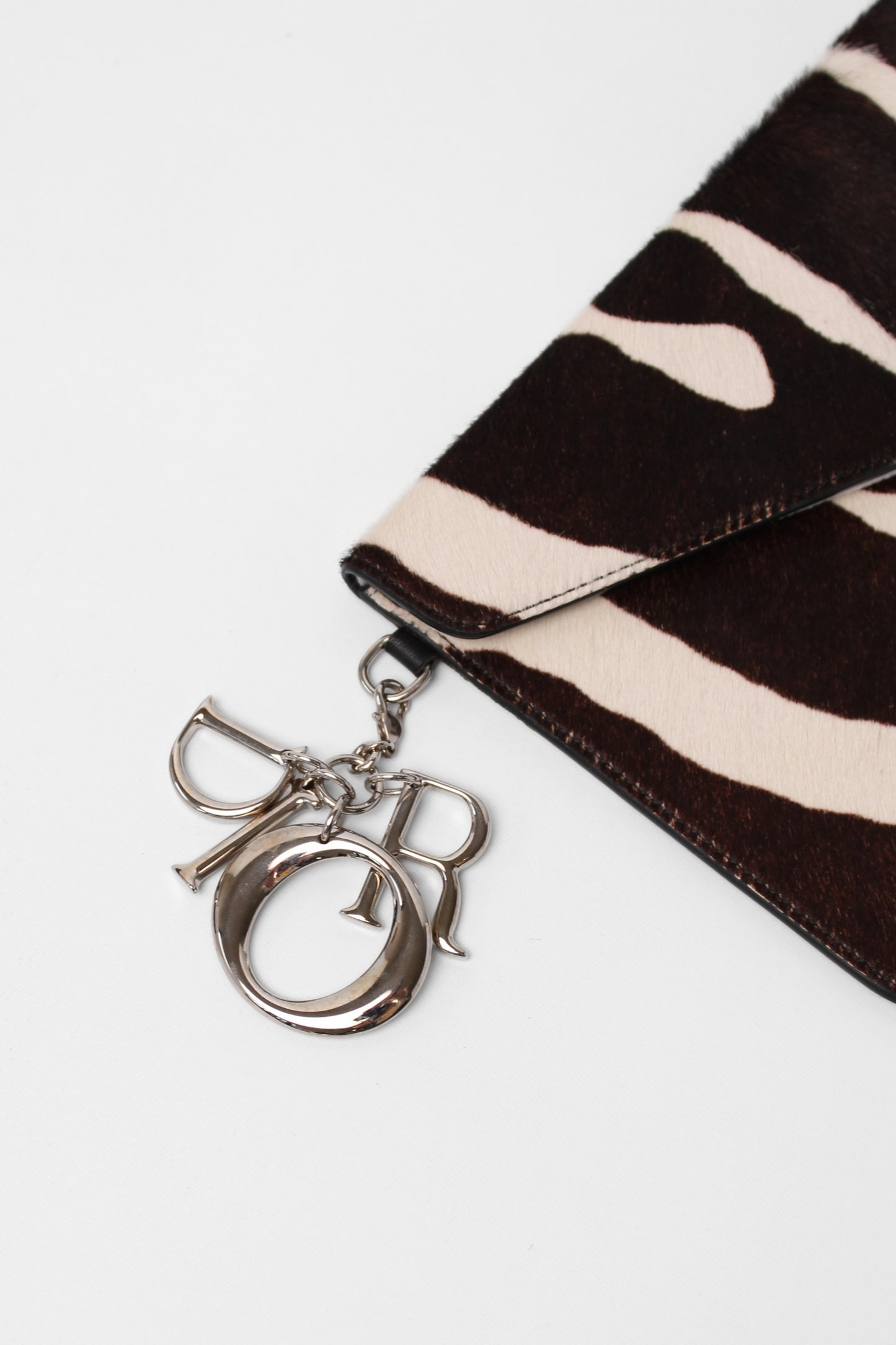 Christian Dior Zebra Pony Hair Diorissimo Clutch Bag