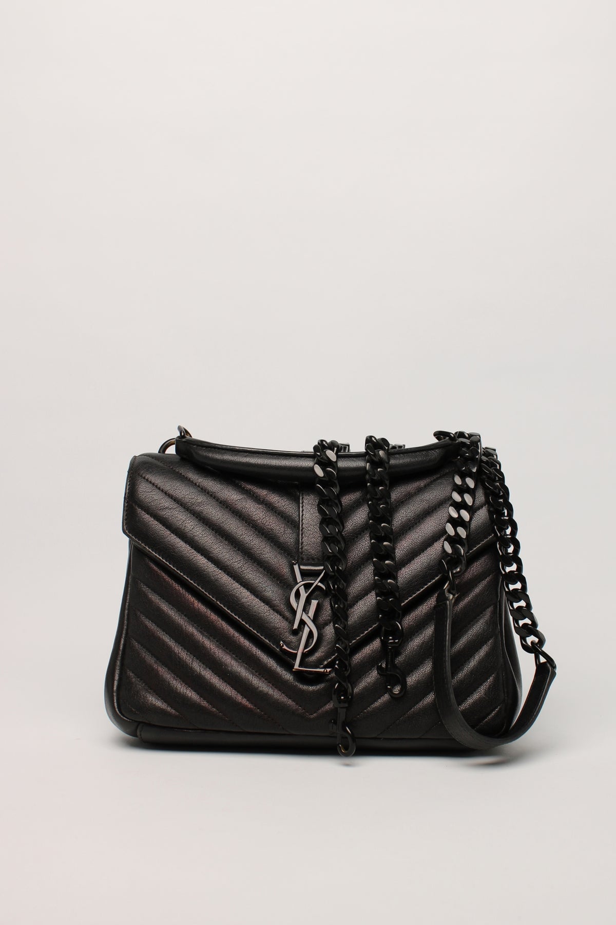 Saint Laurent Black Quilted College Leather Bag
