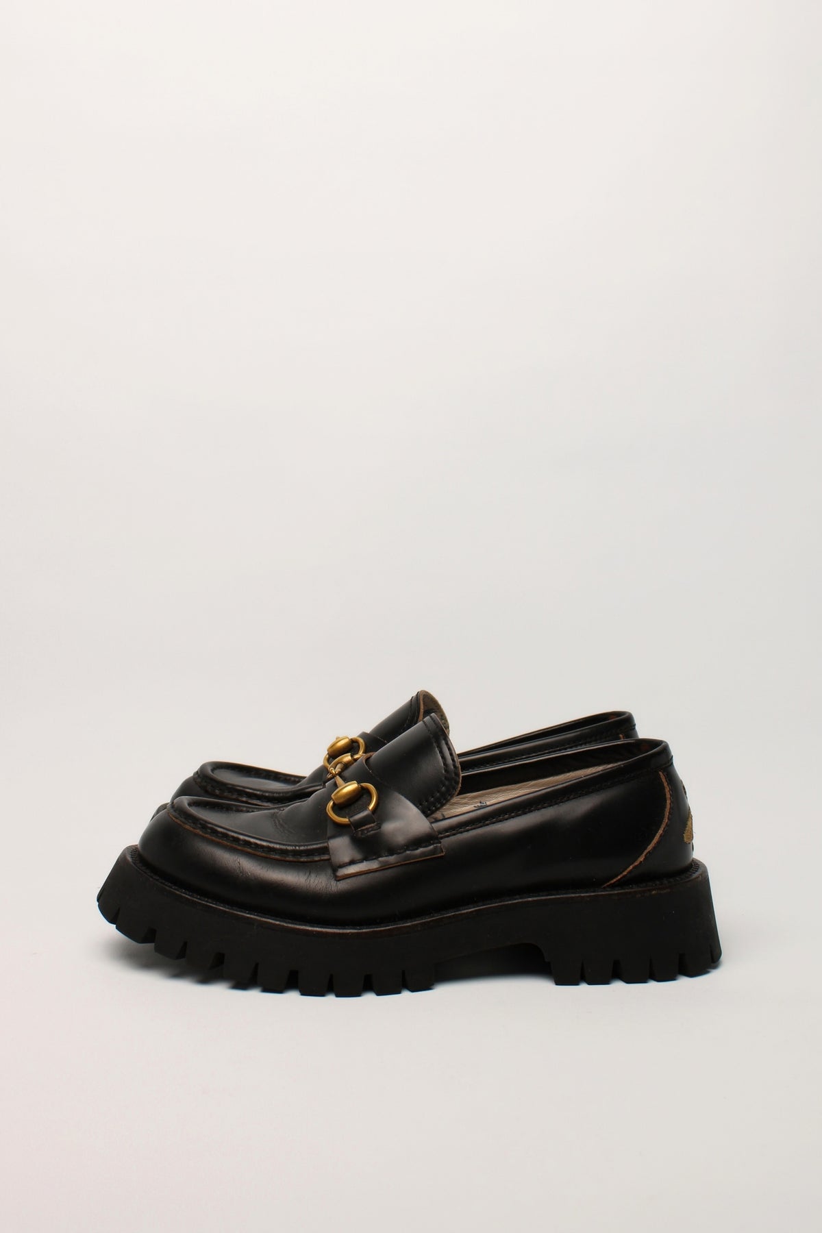 Gucci Horsebit Lugsole Black Loafers Size 38.5