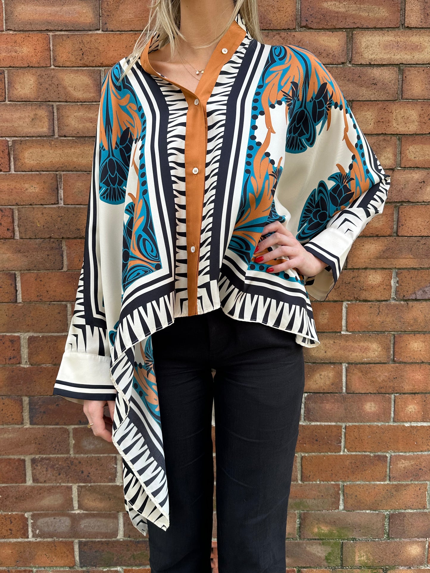 La Double J Black Multi Print Shirt Size S