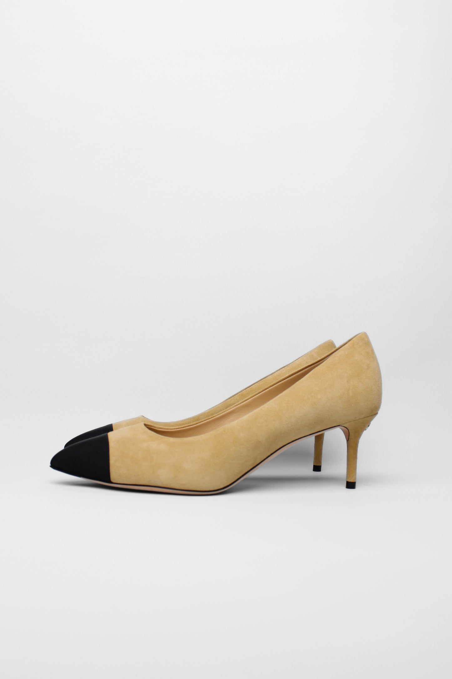 Chanel Suede Black Toe Pumps Size 38.5