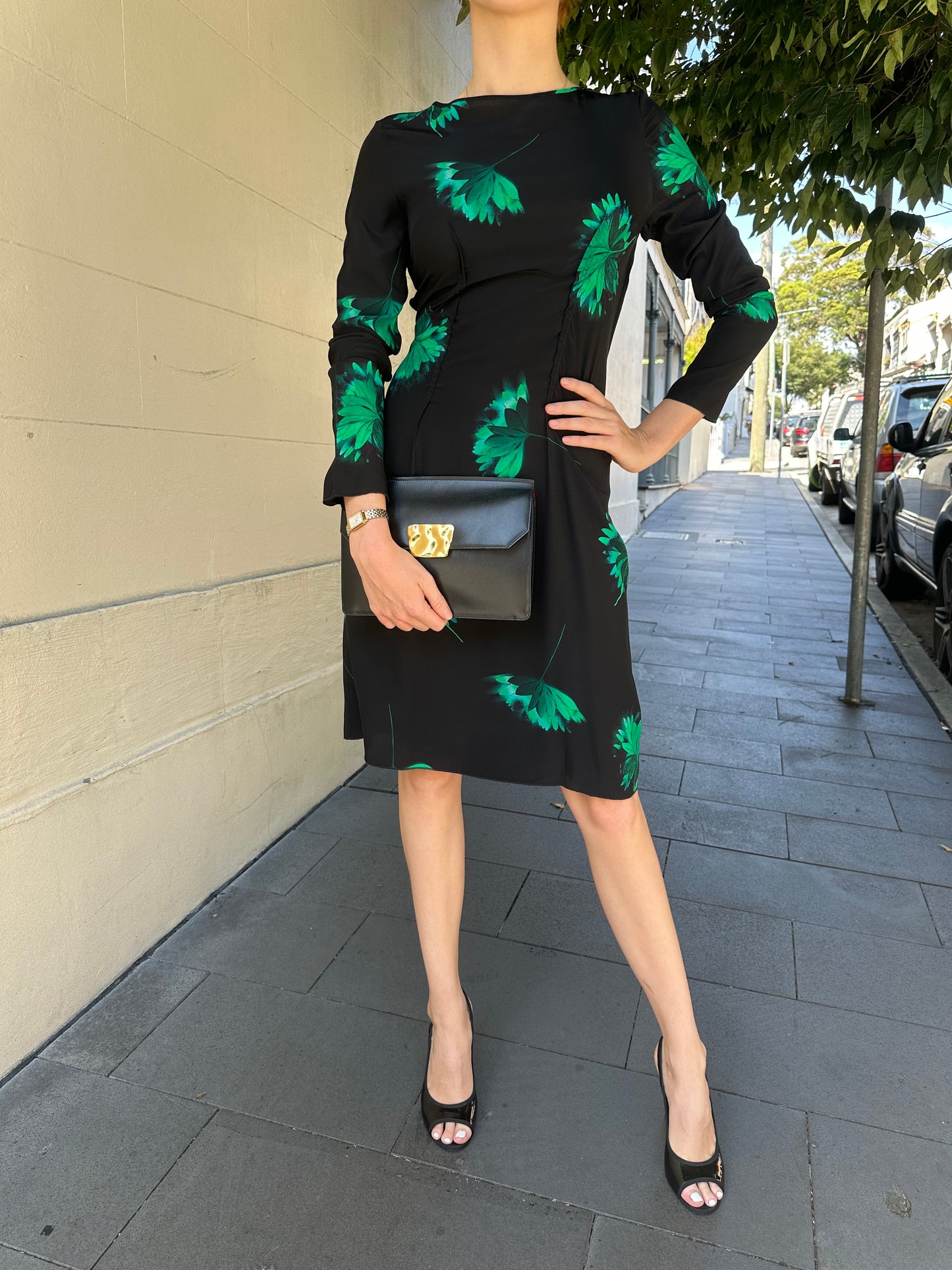Nina Ricci Green Print Dress Size 38