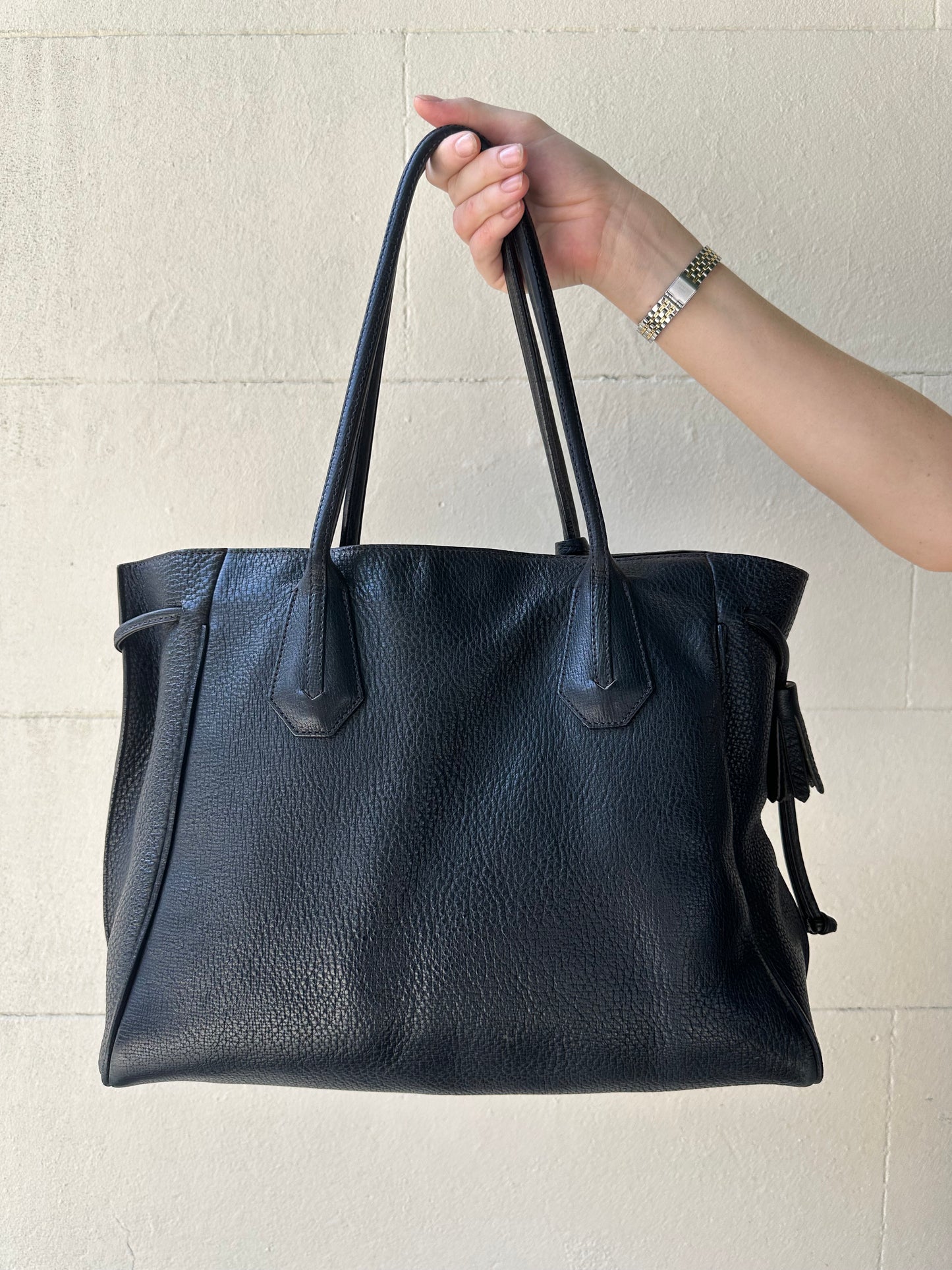 Longchamp Black Leather Tote Bag