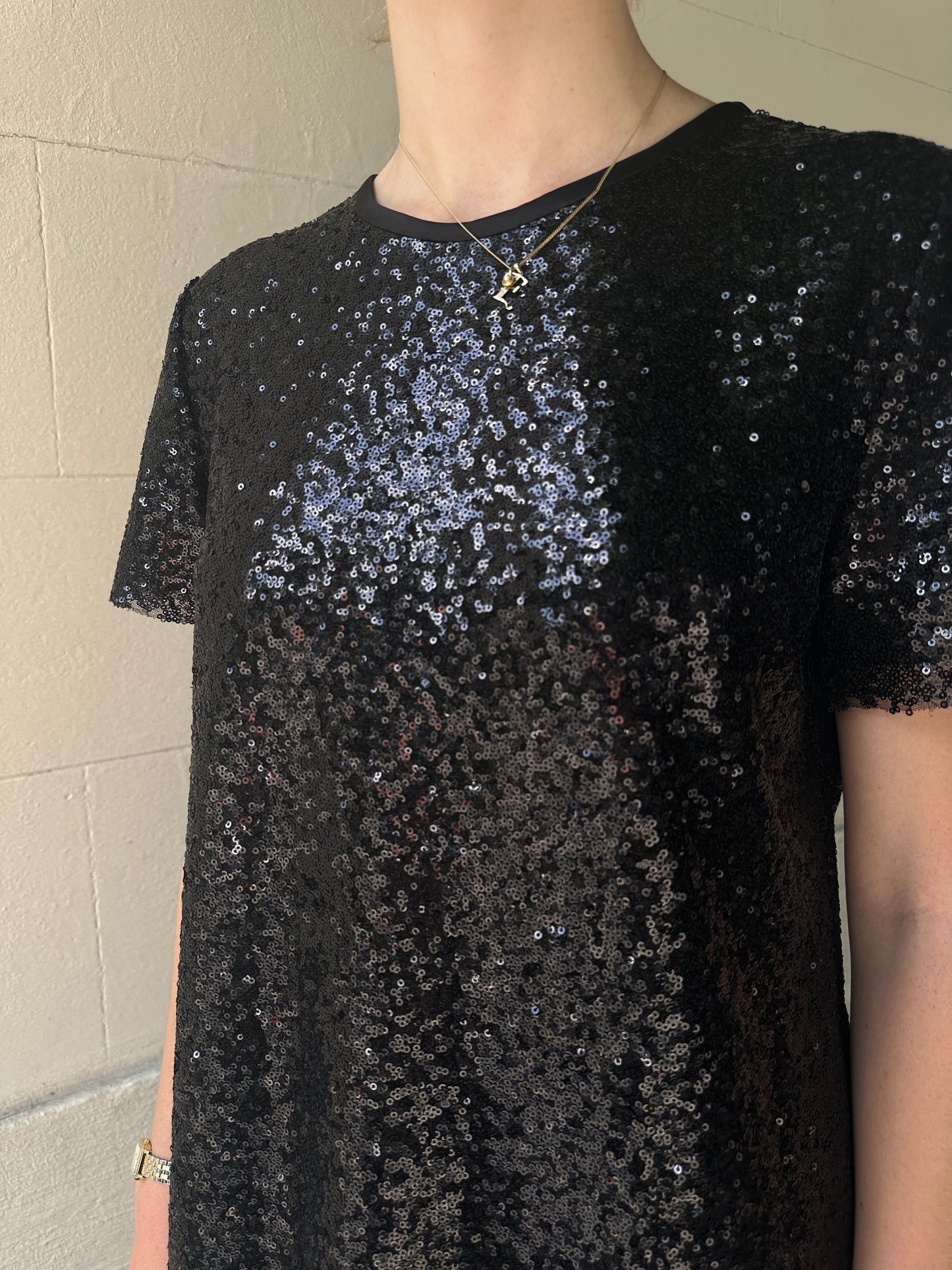 Emporio Armarni Black Sequinned Top Size L