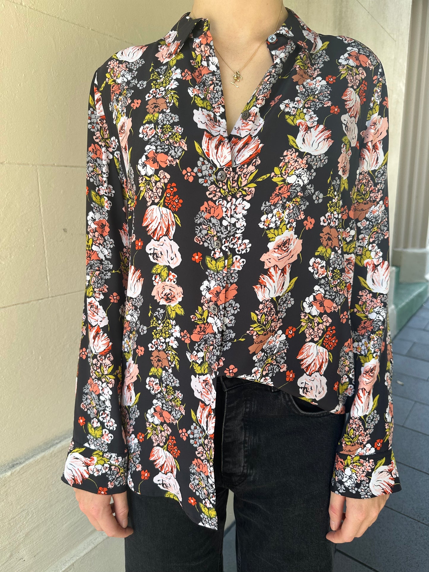 Equipment Back Floral Shirt Size M