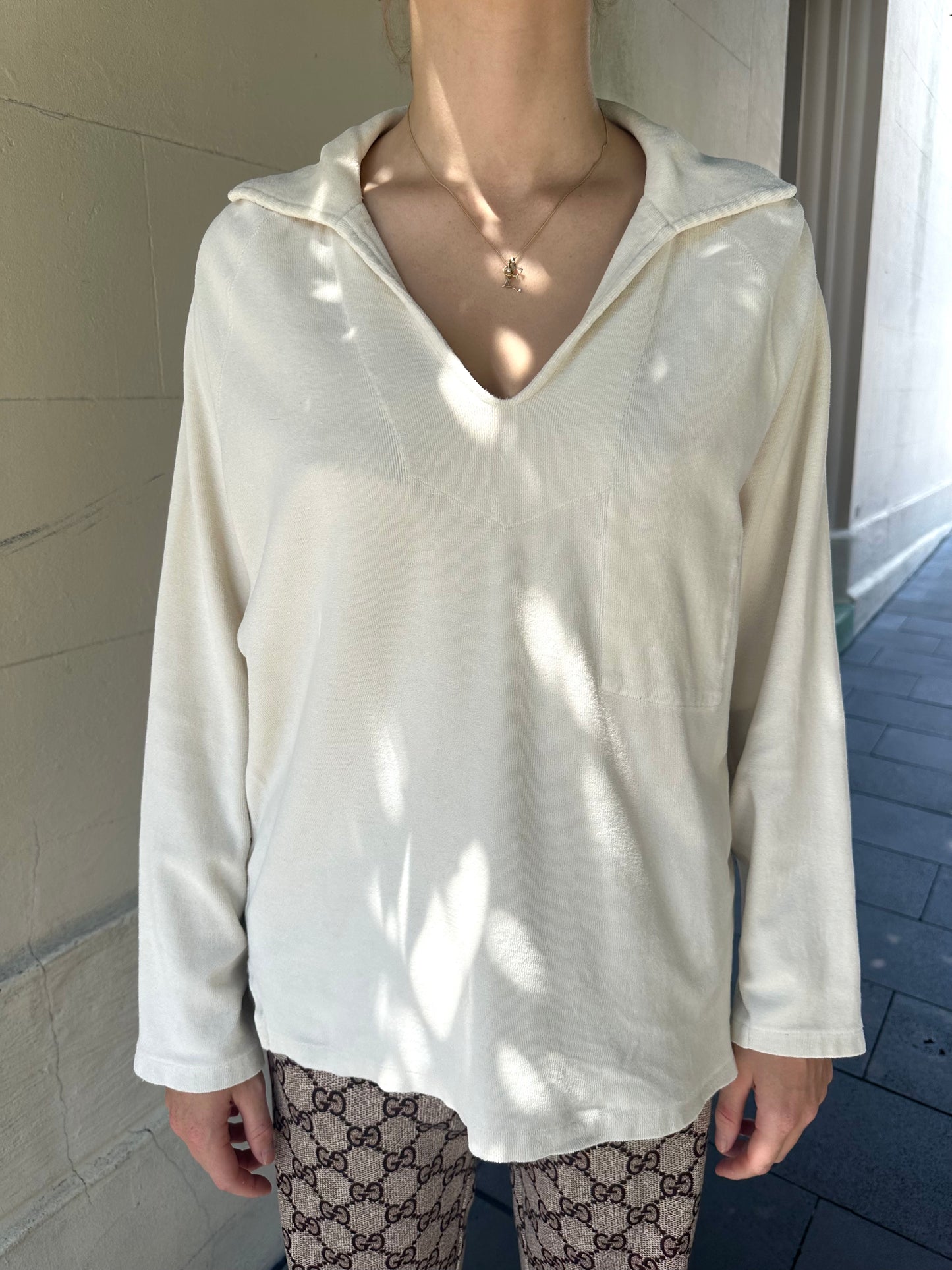 Haulier Cream Towelling Top Size S