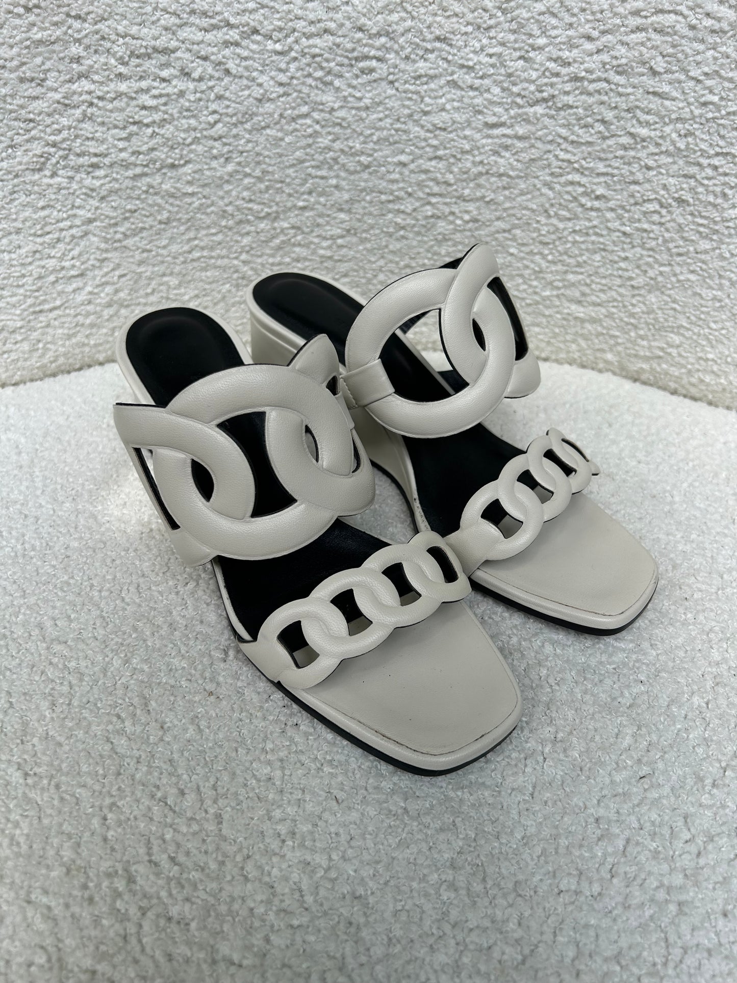 Hermes White Figari Sandals Size 37