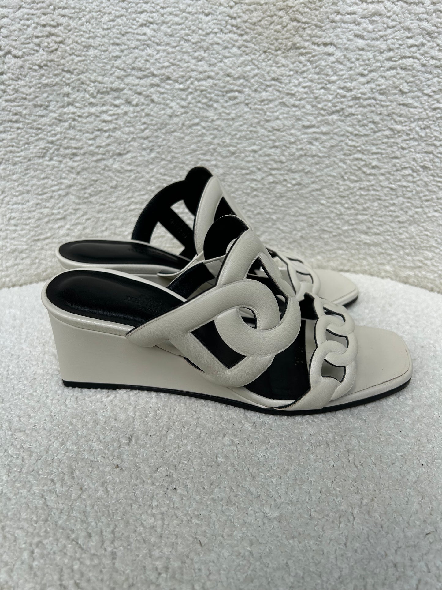 Hermes White Figari Sandals Size 37
