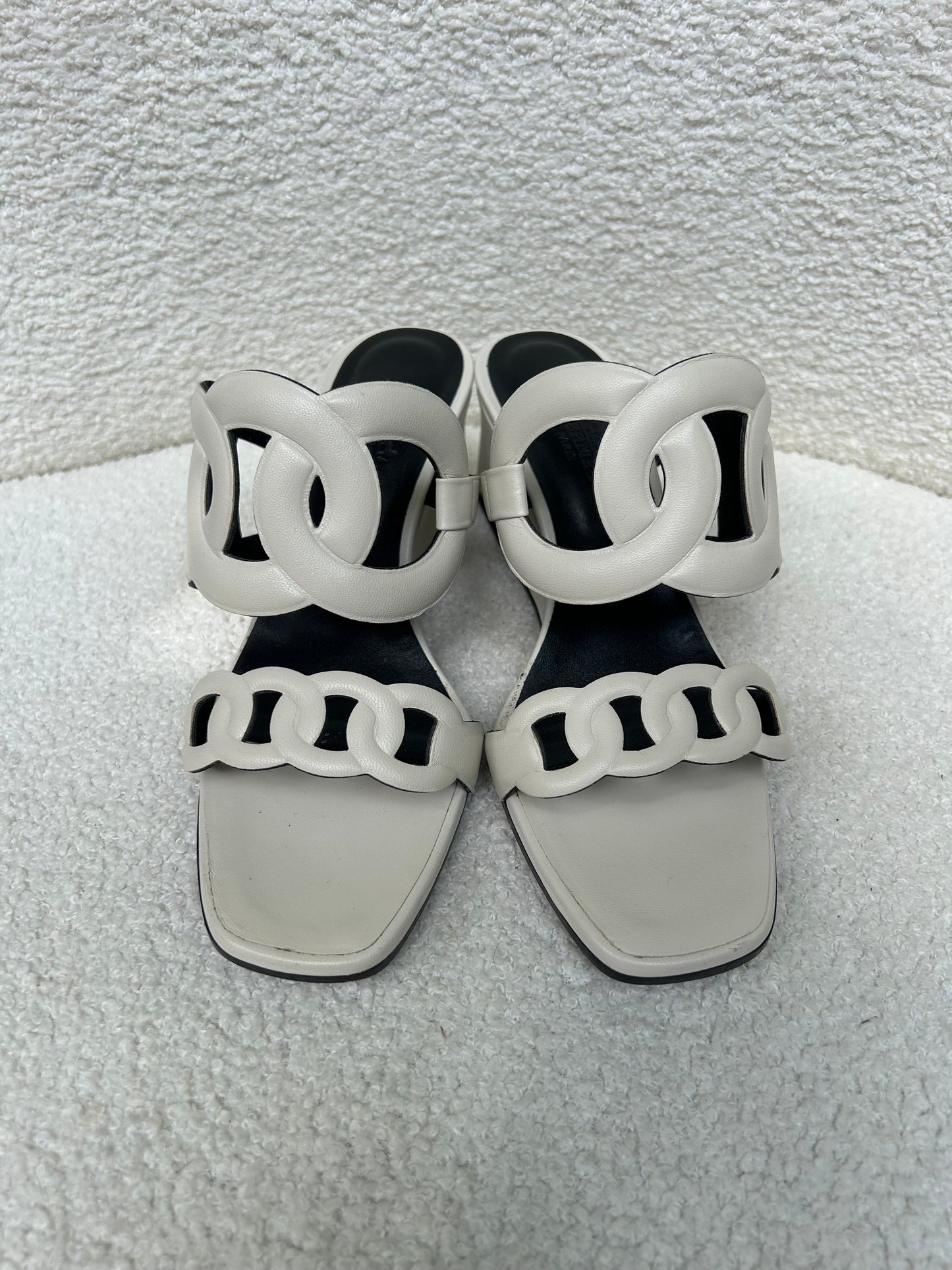 Hermes White Figari Sandals Size 37