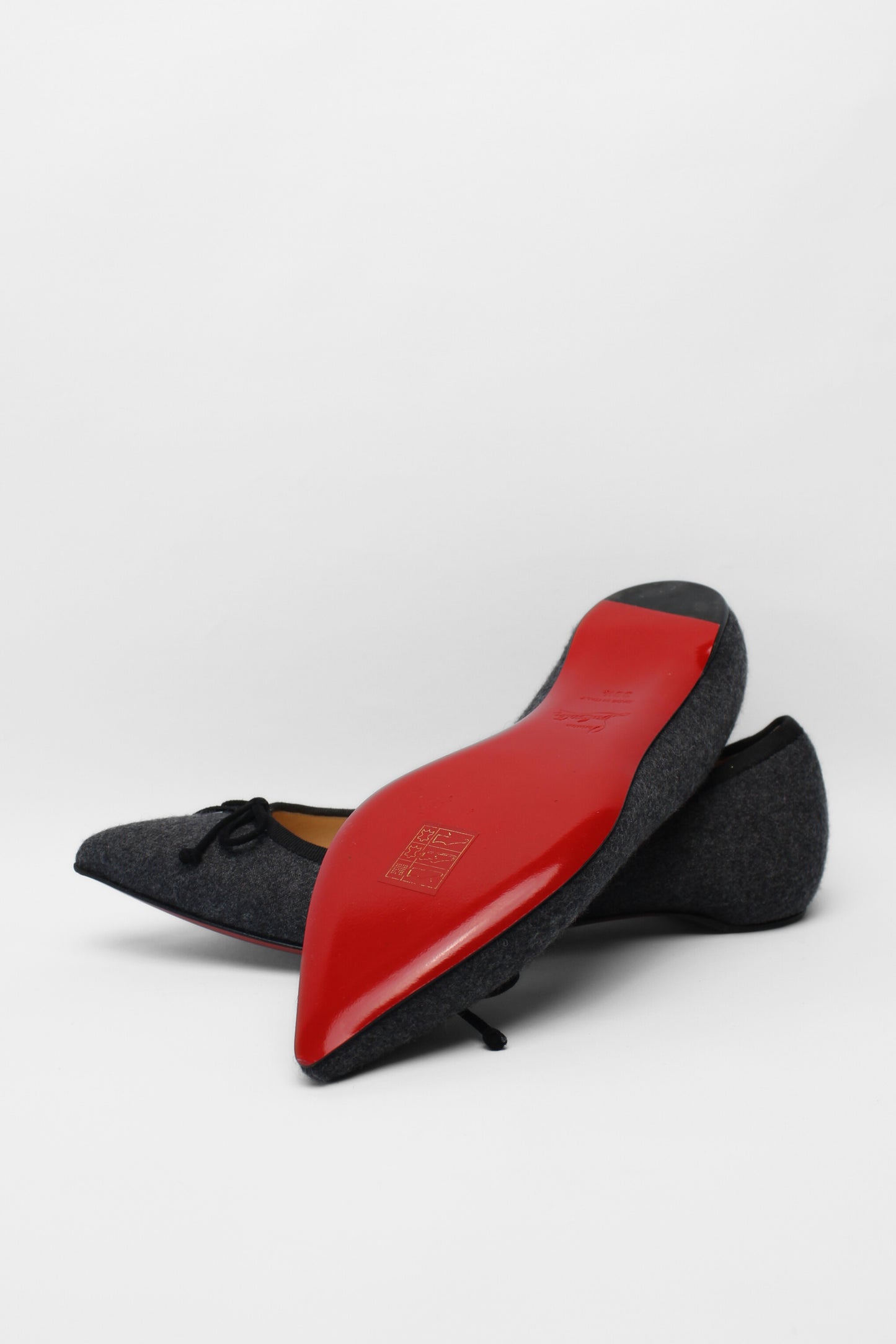 Christian Louboutin Grey Fabric Flats