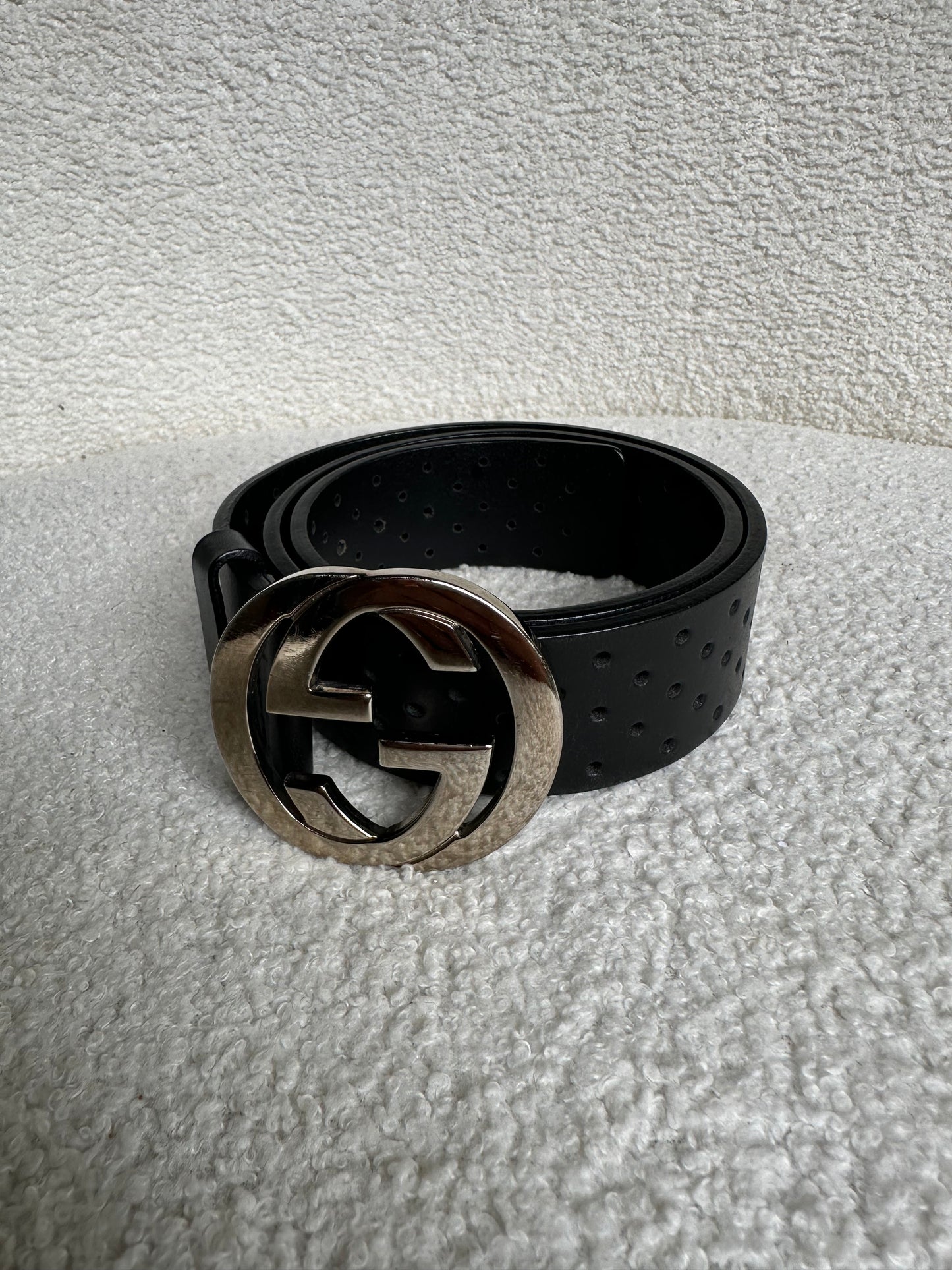 Gucci Wide Black GG Belt Size 75