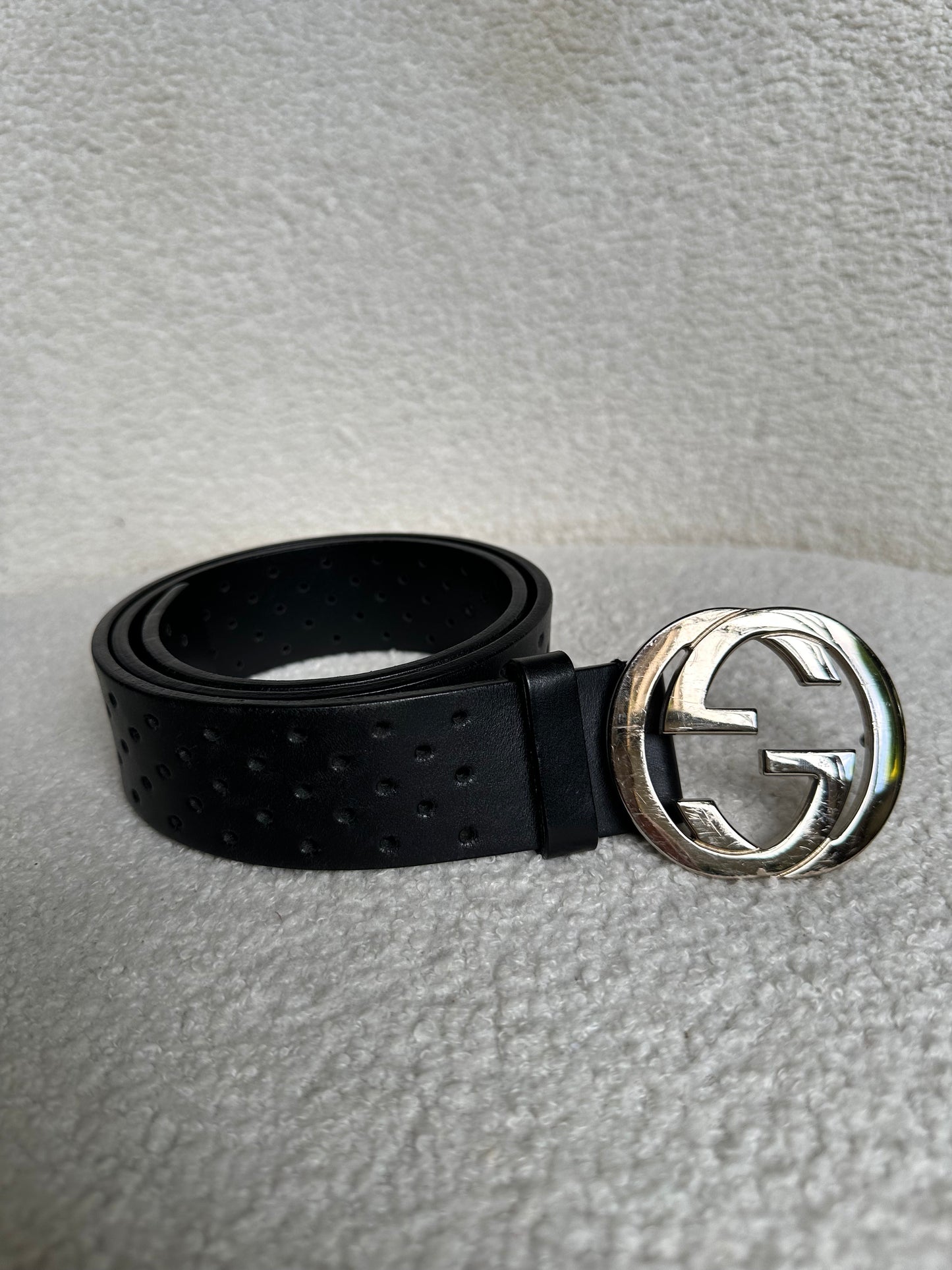 Gucci Wide Black GG Belt Size 75