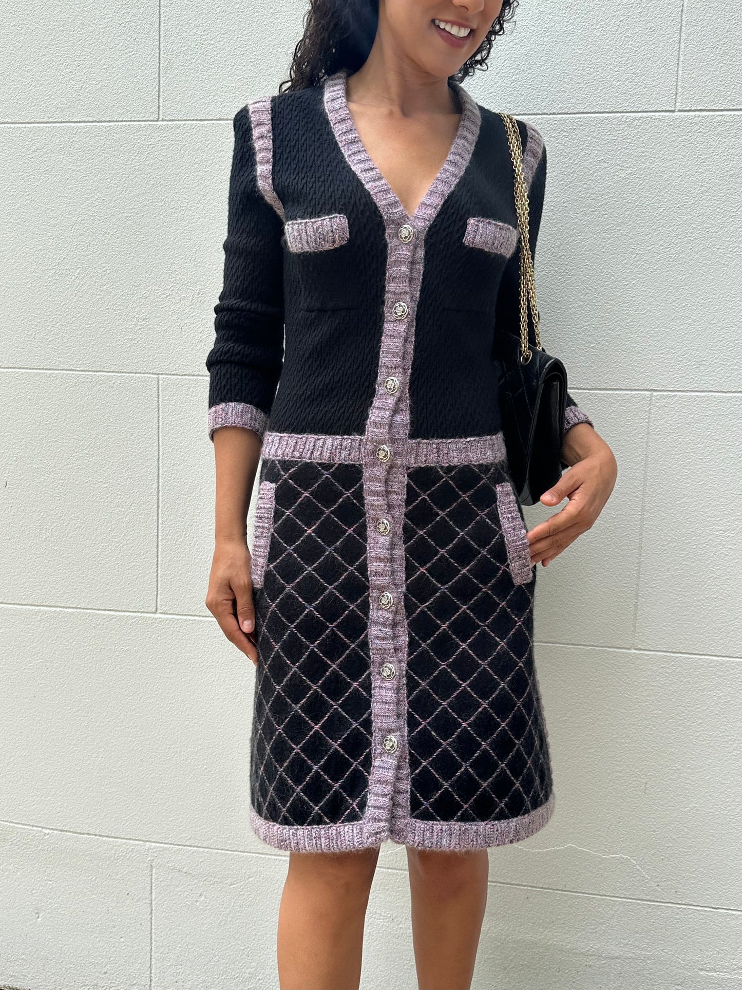 Chanel Navy Wool Knit Dress Size 38