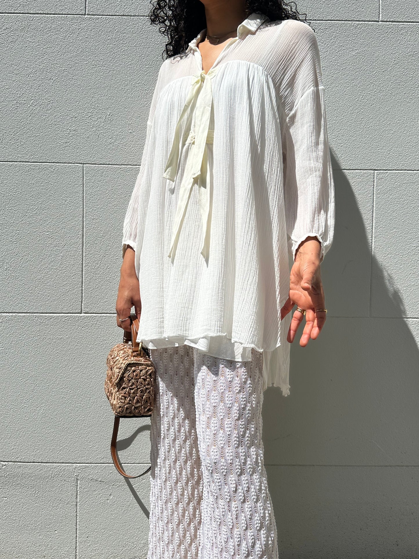 Chloe White Cotton Tie Top Size 38