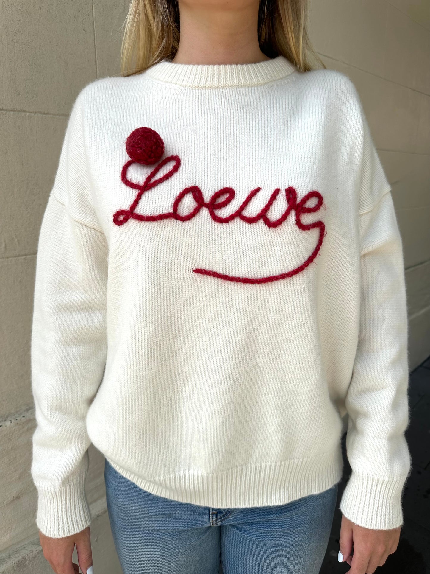 Loewe Cream Red Trim Knit Size M