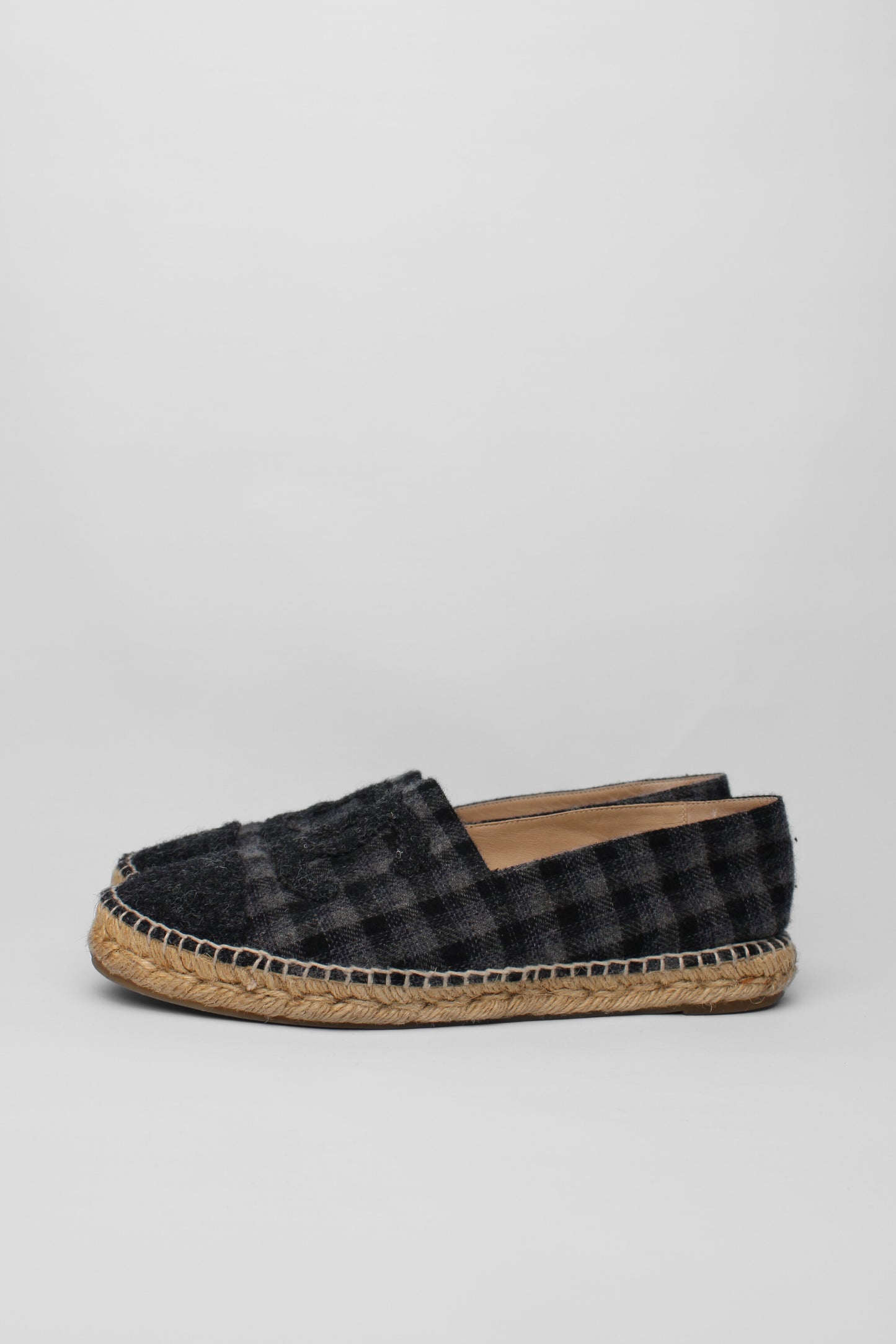 Chanel Grey Check Espadrilles Size 41