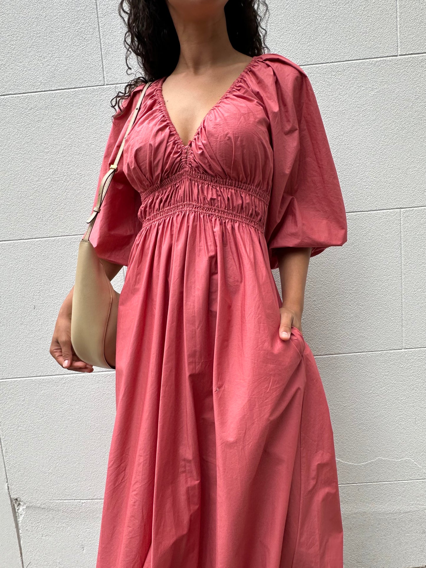 Matteau Peach Gather Dress Size 1