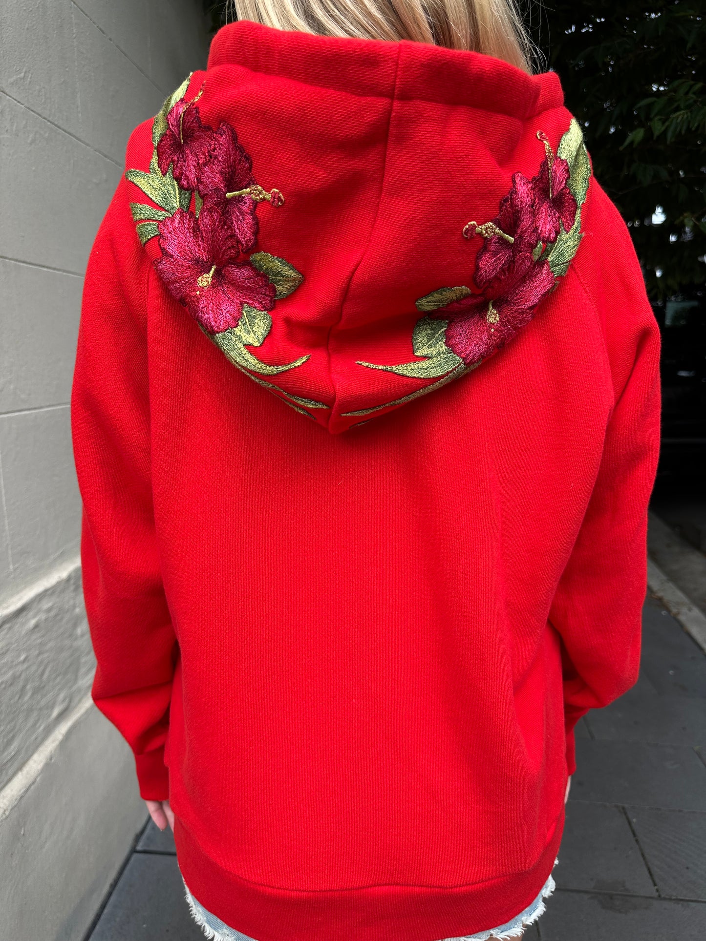 Gucci Red Floral Hoodie Sweatshirt Size XS