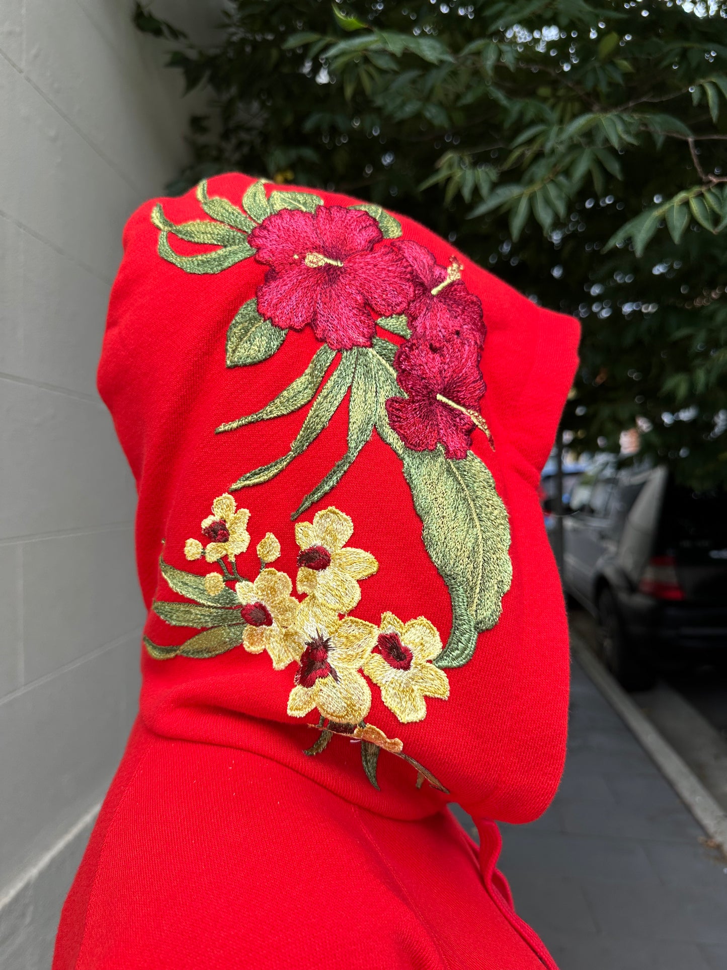 Gucci Red Floral Hoodie Sweatshirt Size XS