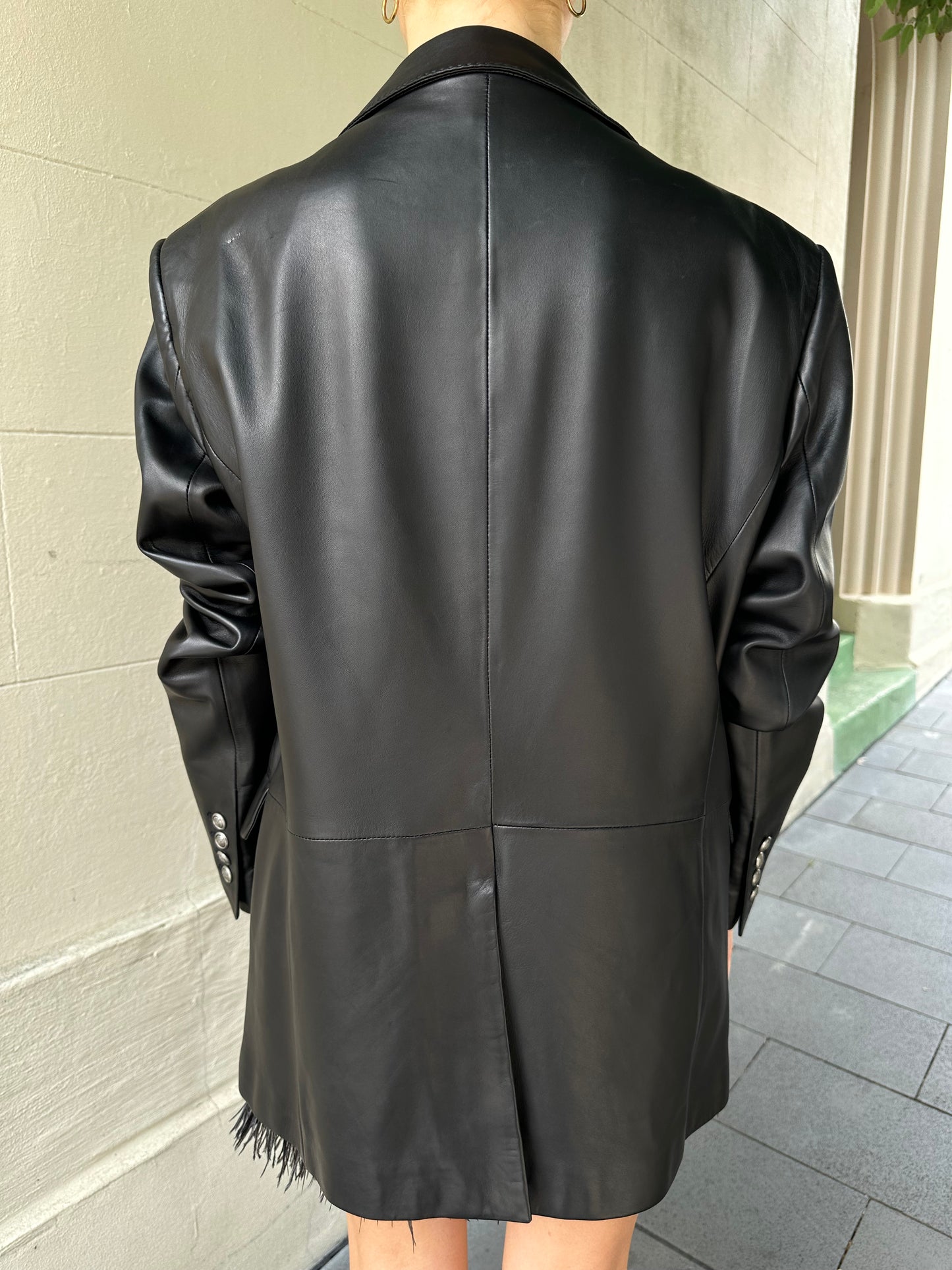 Gucci Black Leather Blazer Size L