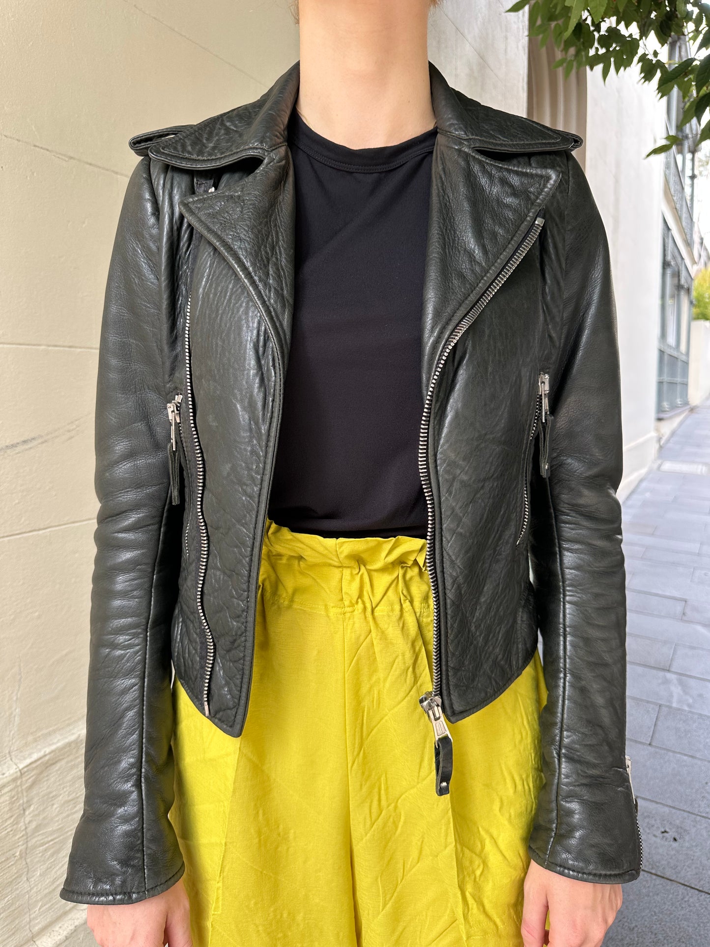 Balenciaga Black Leather Biker Jacket Size 38