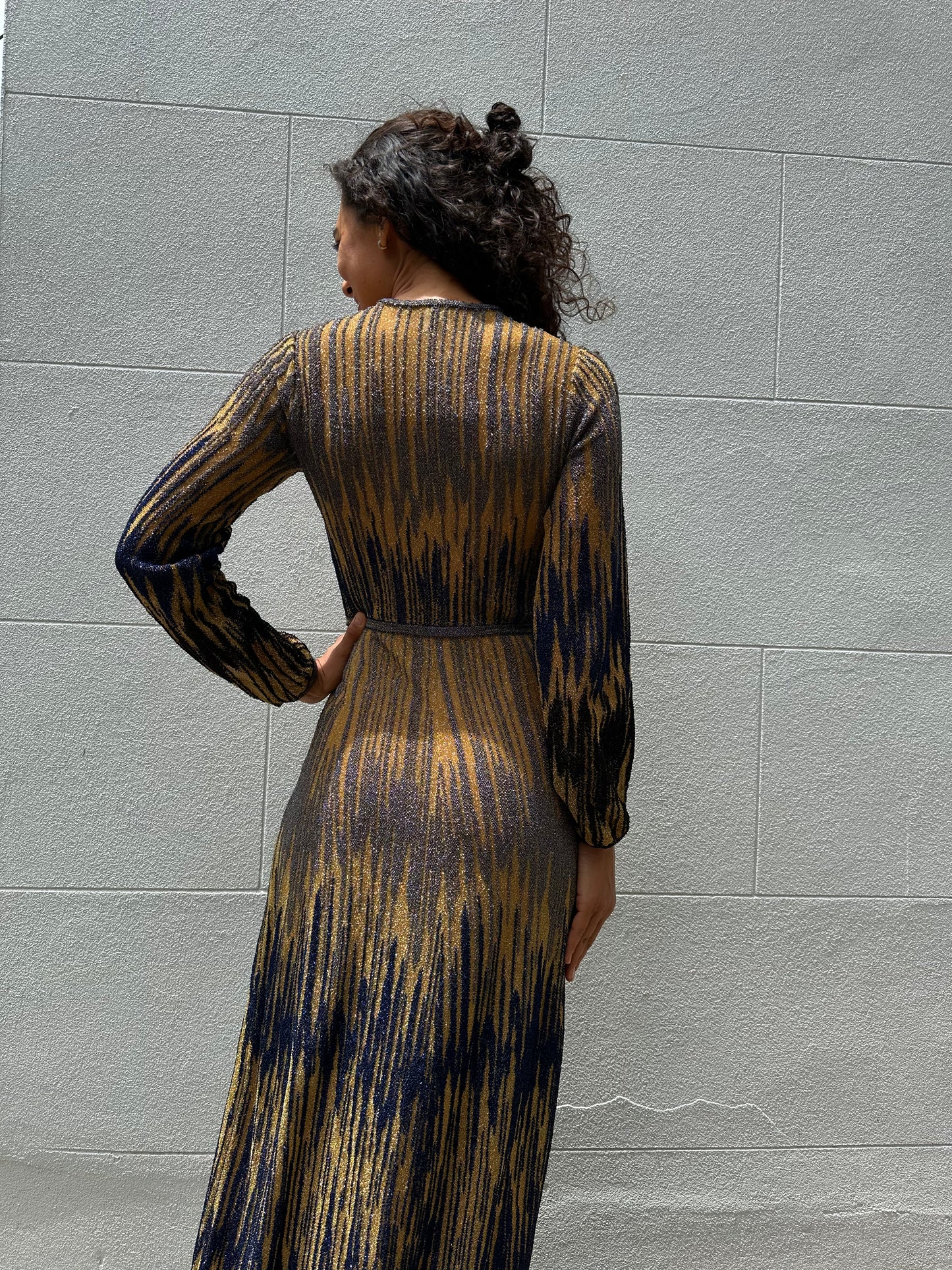 Missoni Gold Navy Long Dress Size 40