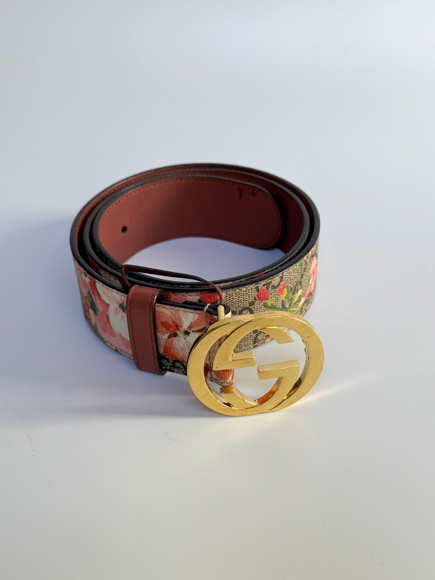 Gucci Pink Floral Belt Size 80