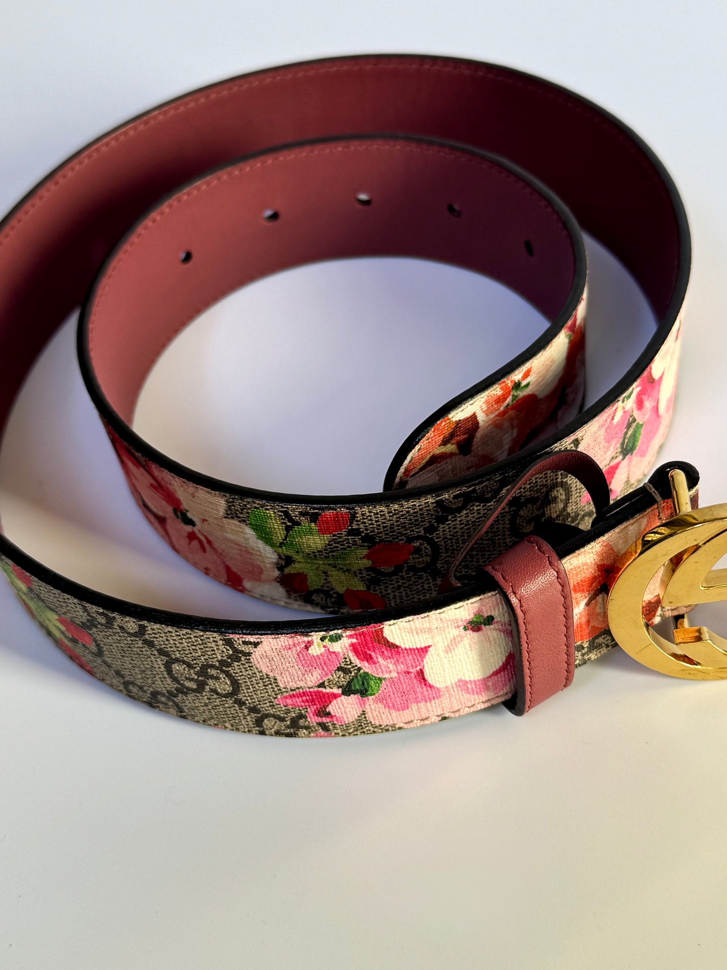 Gucci Pink Floral Belt Size 80