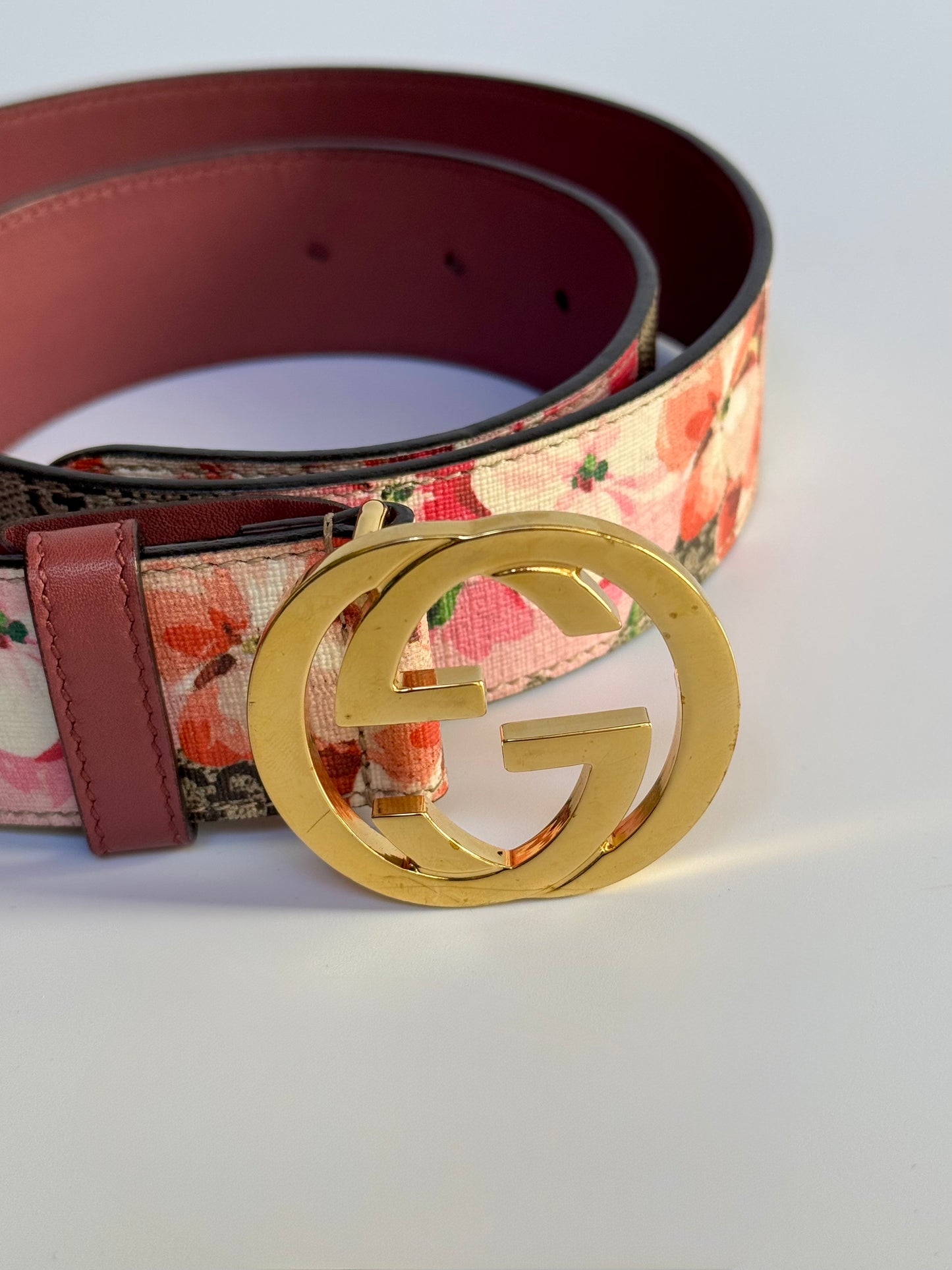 Gucci Pink Floral Belt Size 80