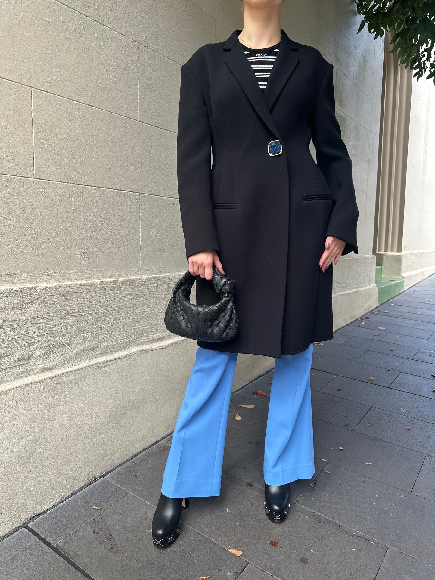 Celine Blue Button Black Coat Size 38