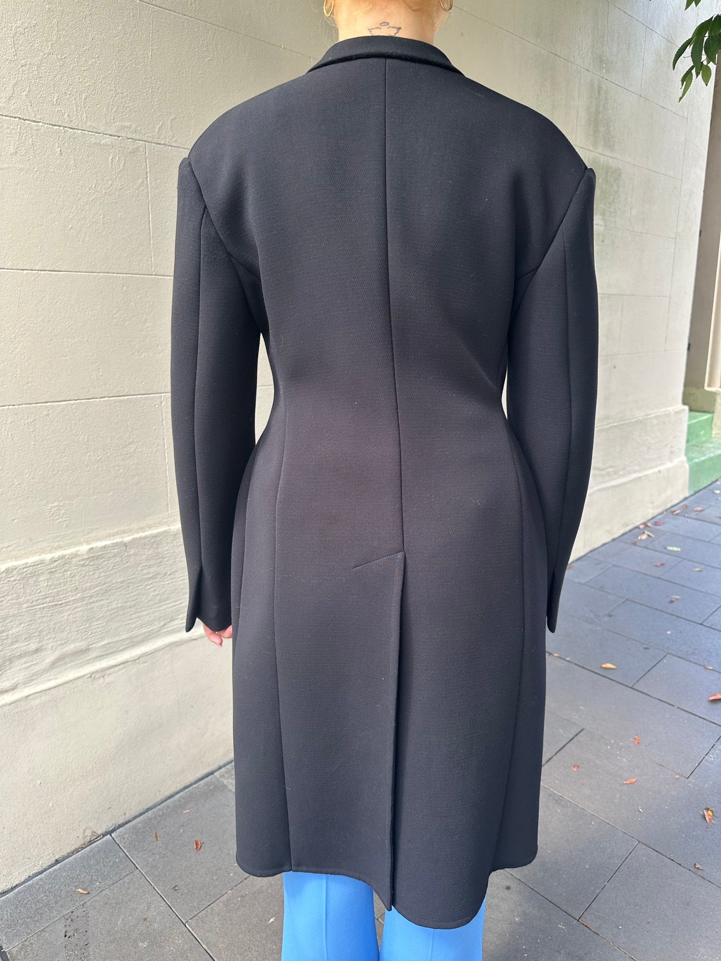 Celine Blue Button Black Coat Size 38
