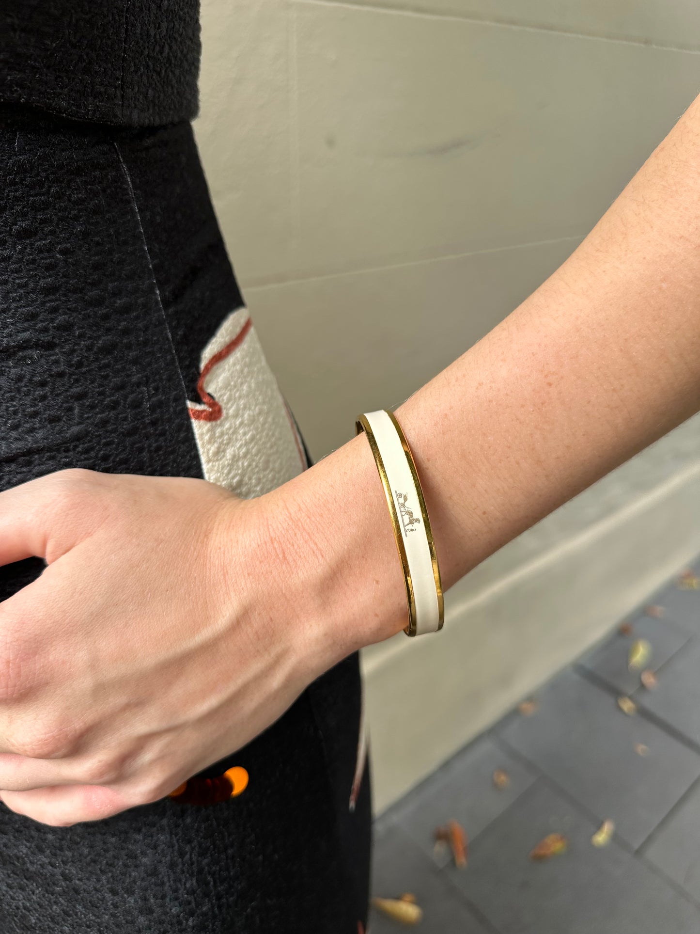 Hermes Ecru Enamel Bangle Size 70mm