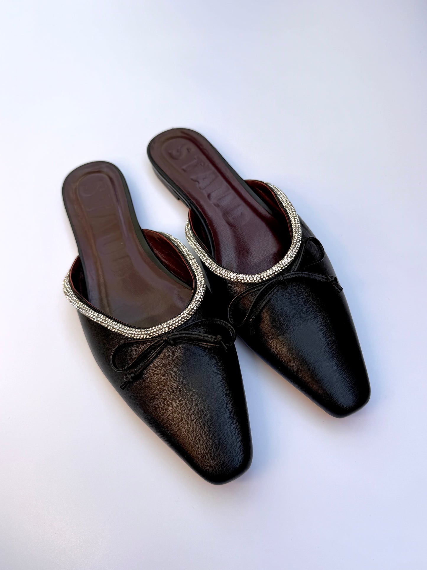 Staud Black Diamonte Mules Size 42