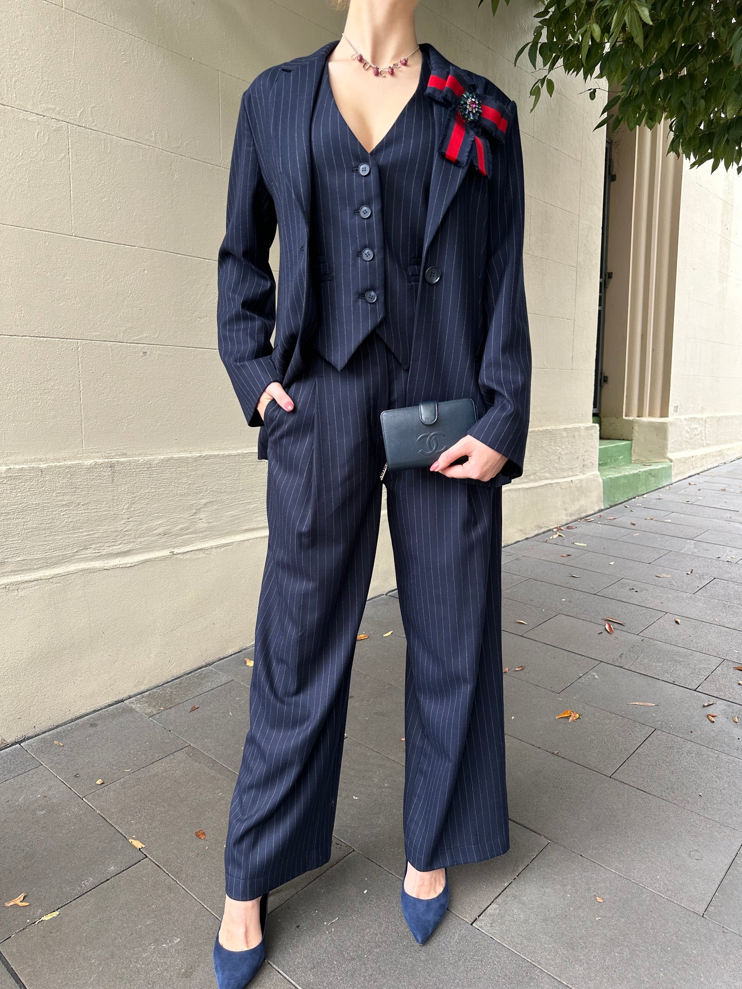 Husy Navy Pinstripe Vest Size 10