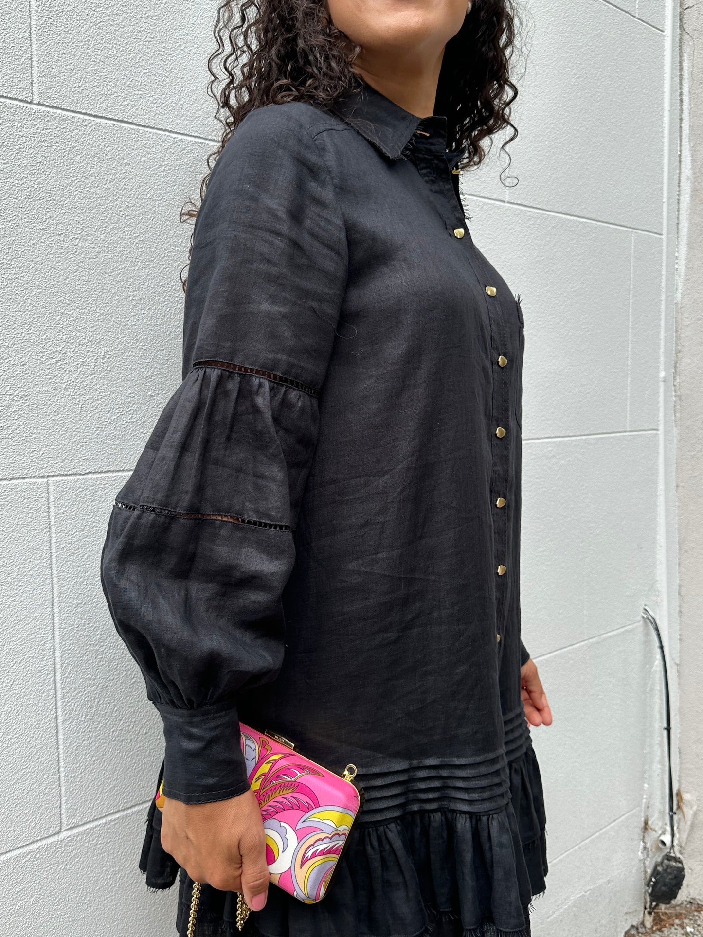 Aje Black Short Linen Dress Size 8