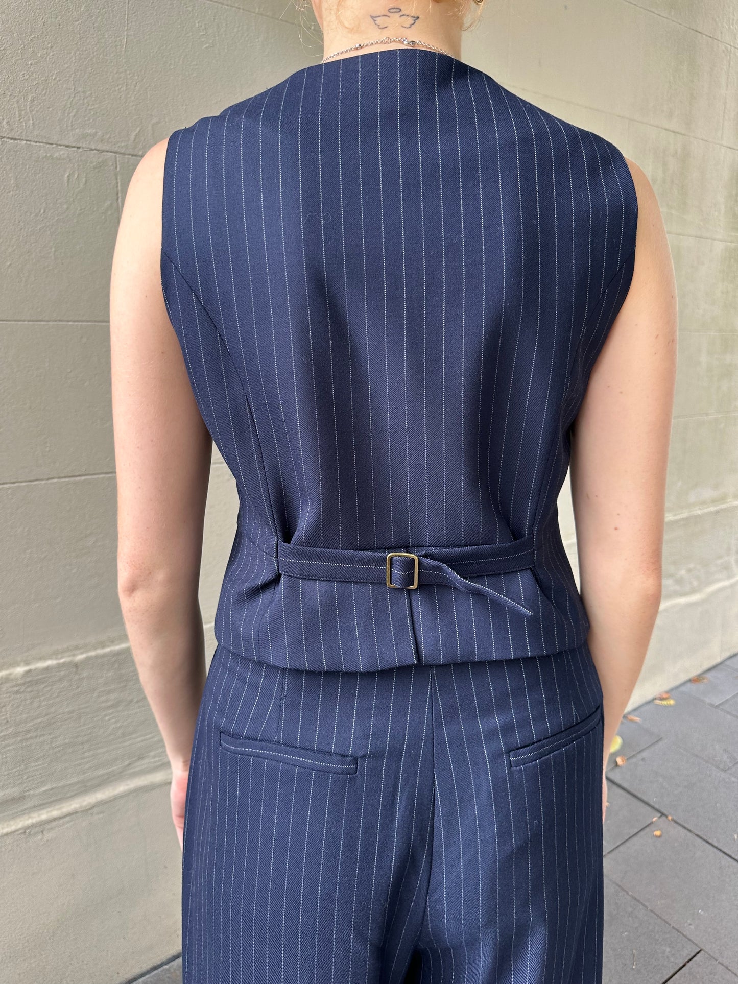 Husy Navy Pinstripe Vest Size 10