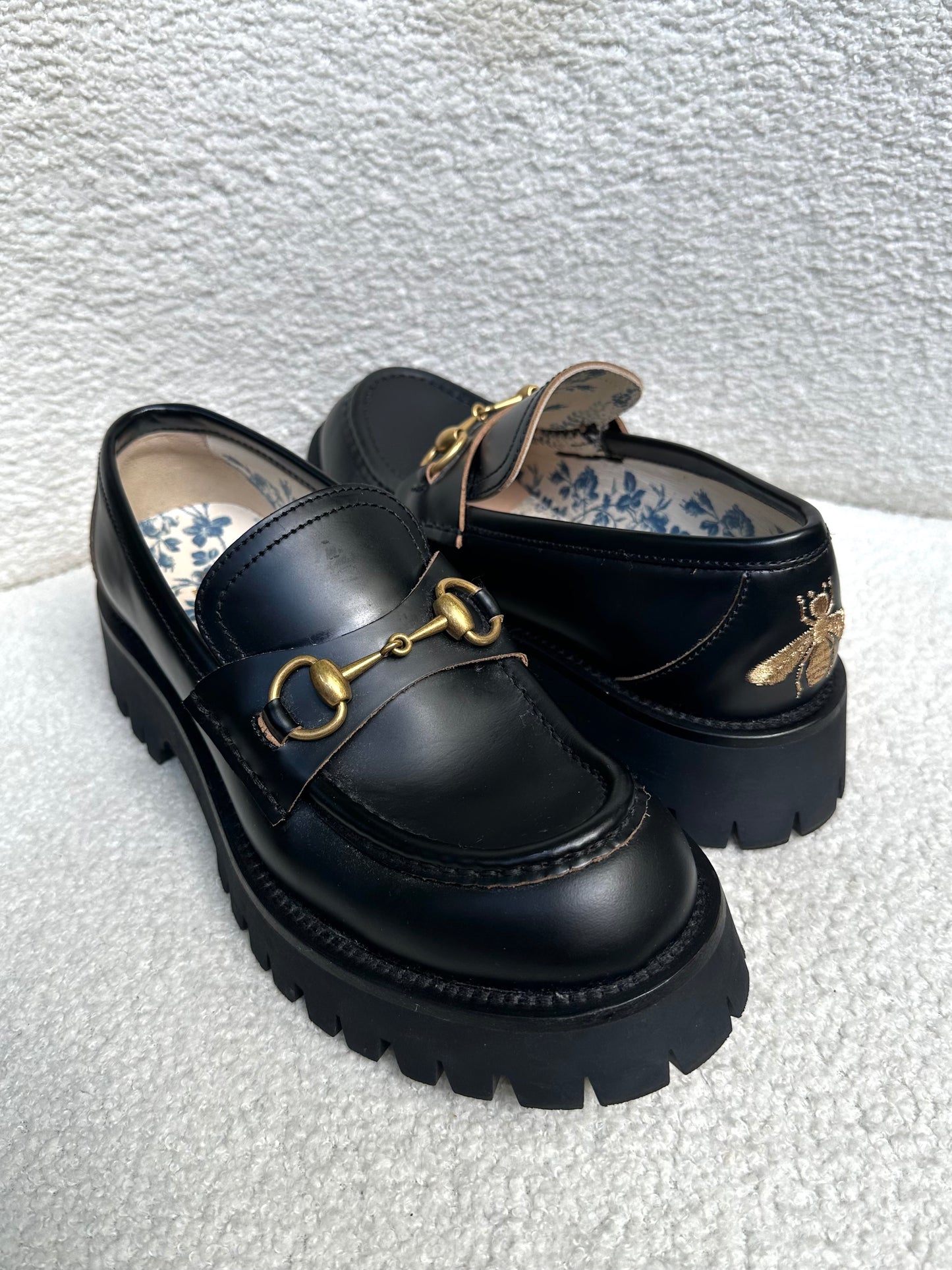 Gucci Black Tractor Loafers Size 38