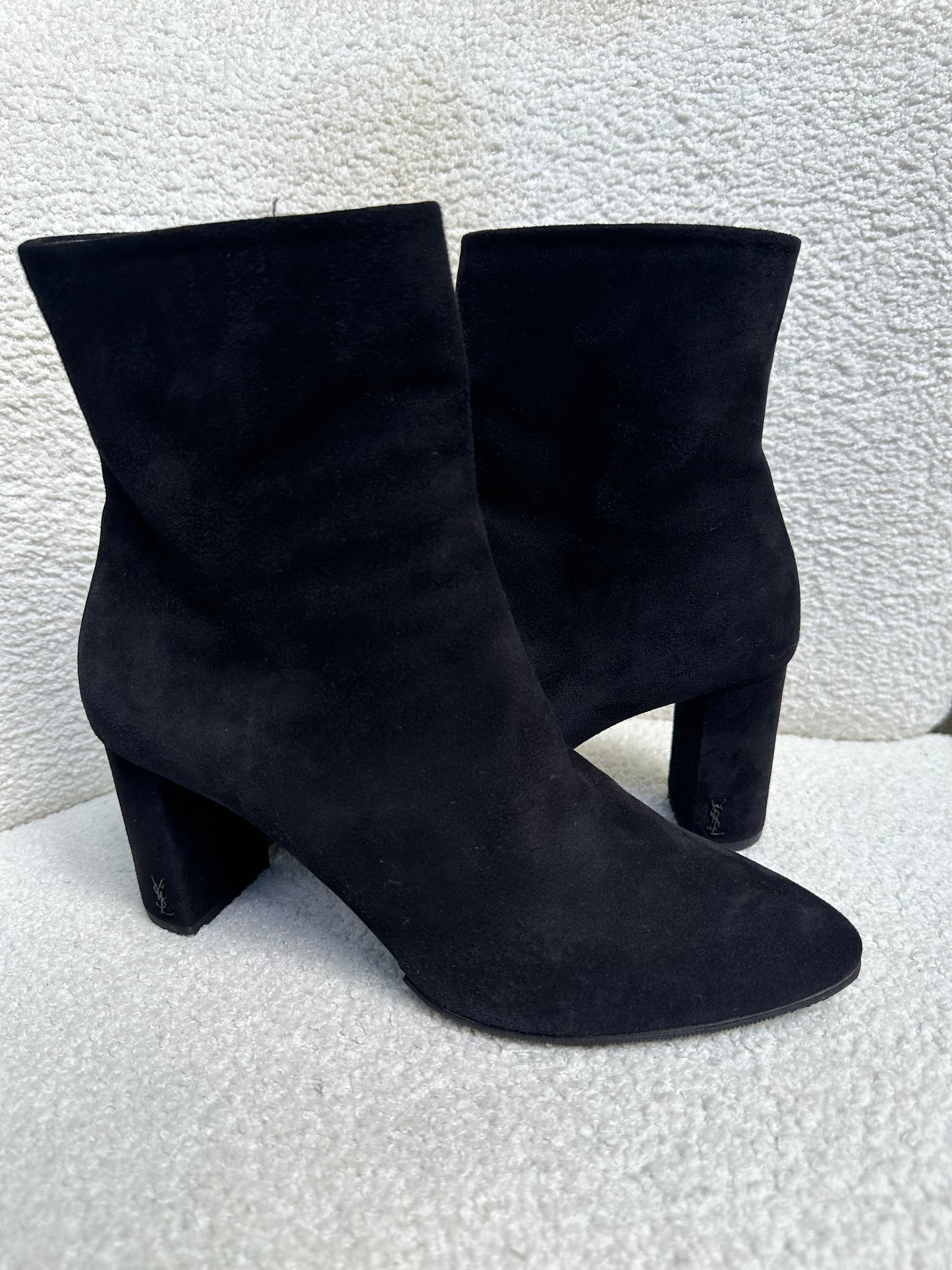 YSL Black Suede Short Boots Size 40