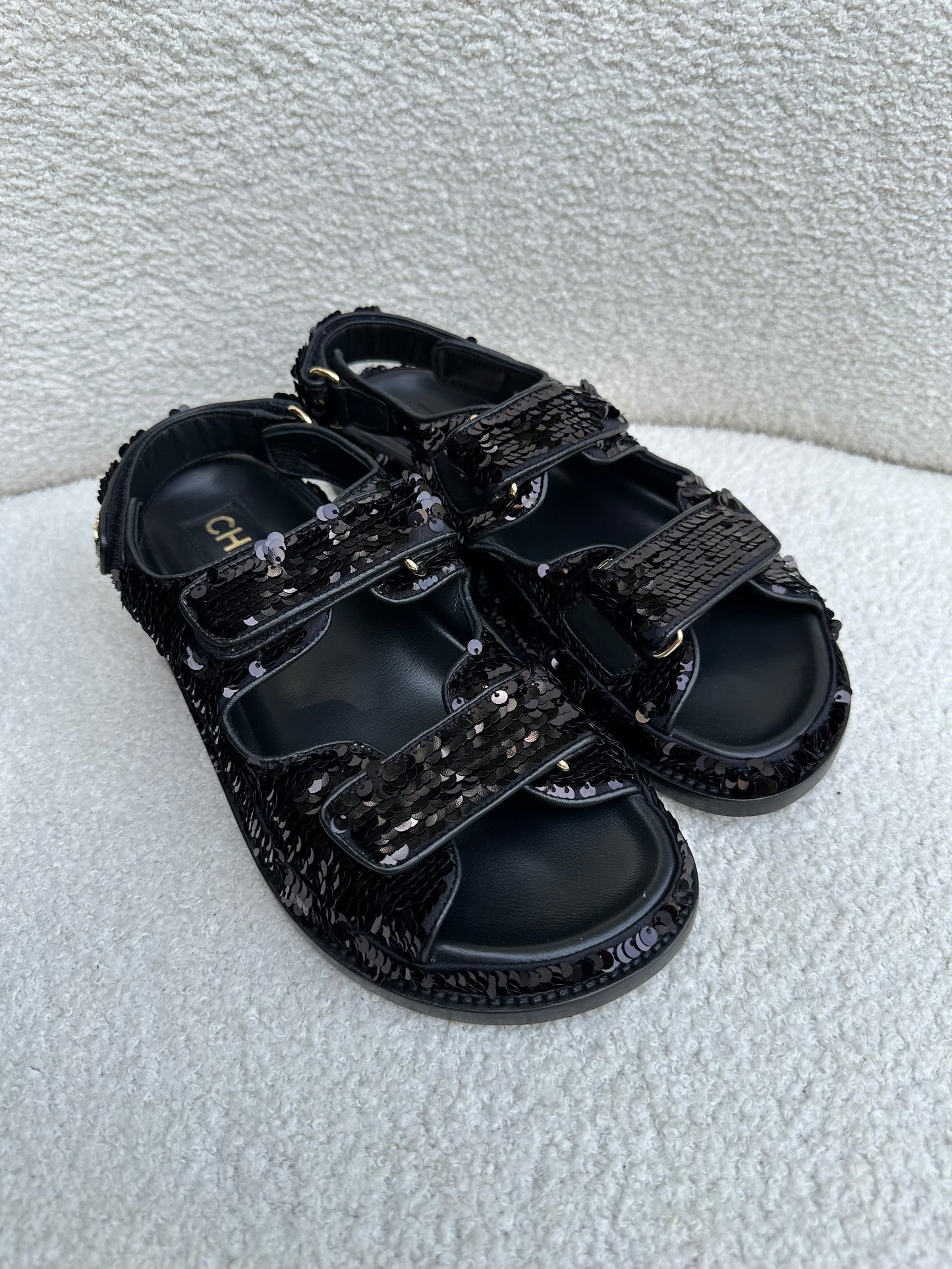 Chanel Sequinned Dad Sandals Size 36