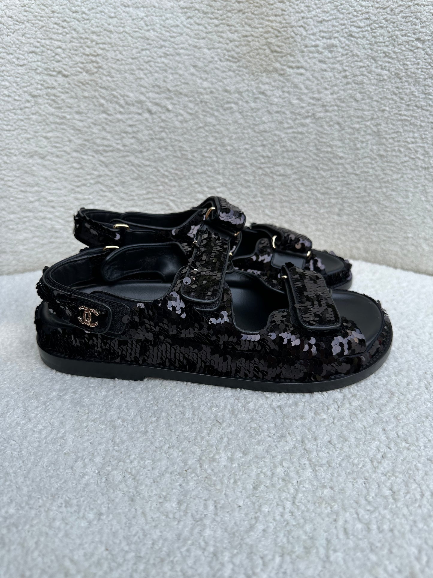Chanel Sequinned Dad Sandals Size 36