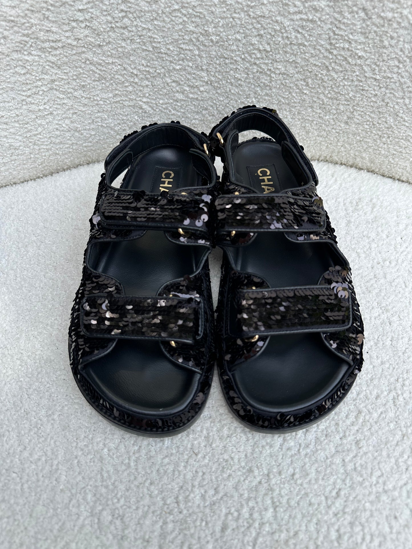 Chanel Sequinned Dad Sandals Size 36