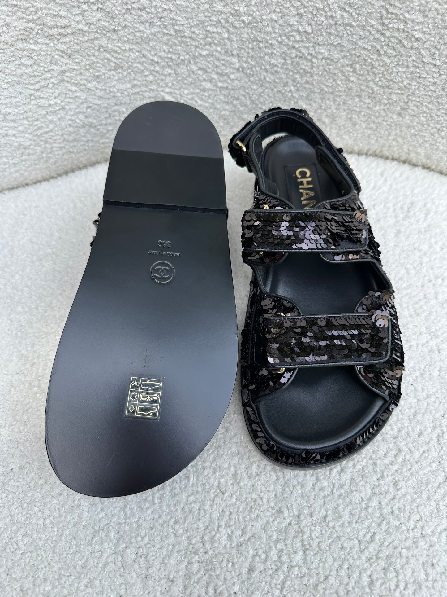 Chanel Sequinned Dad Sandals Size 36