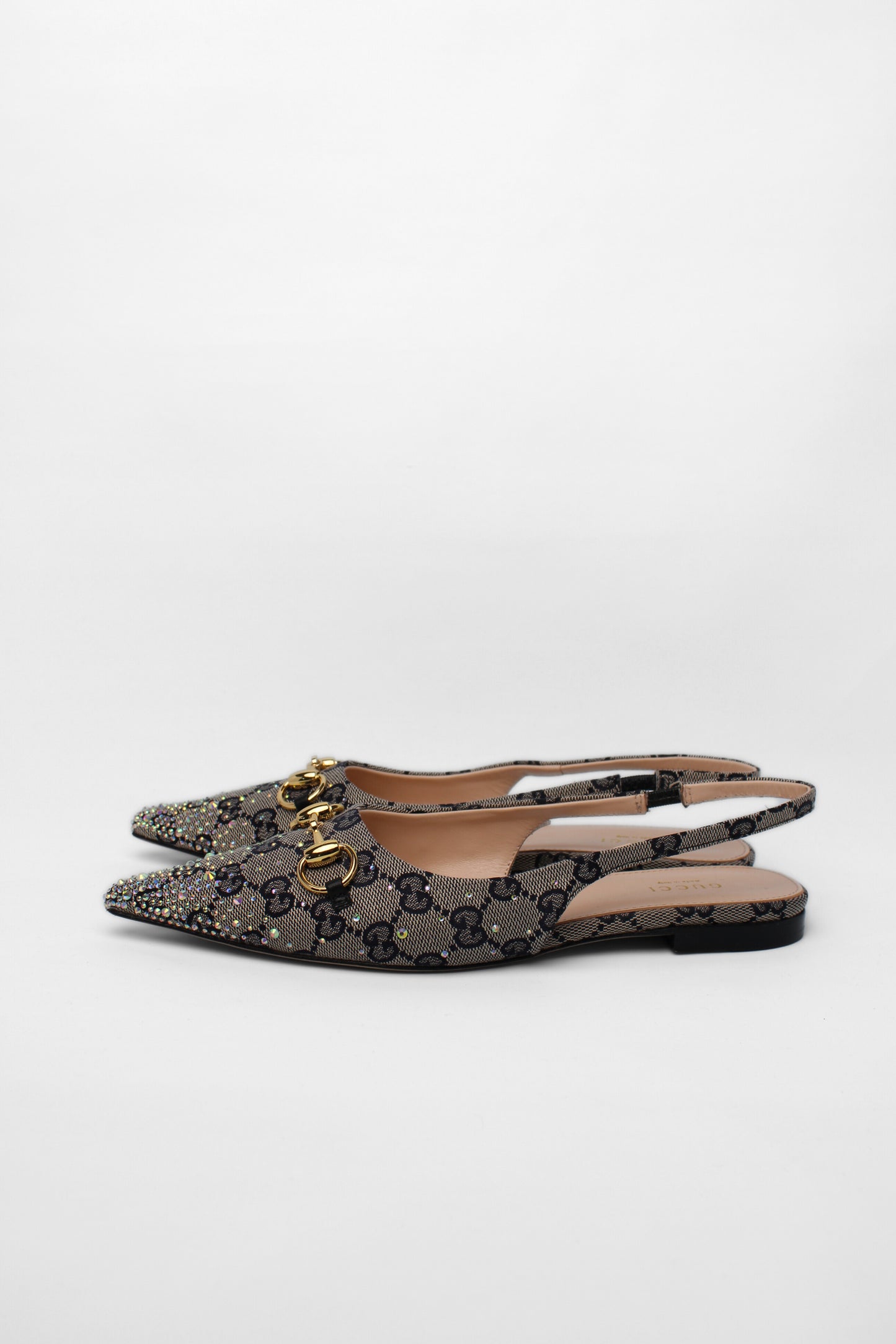 Gucci Jewel Navy Mongram Slingbacks Size 38