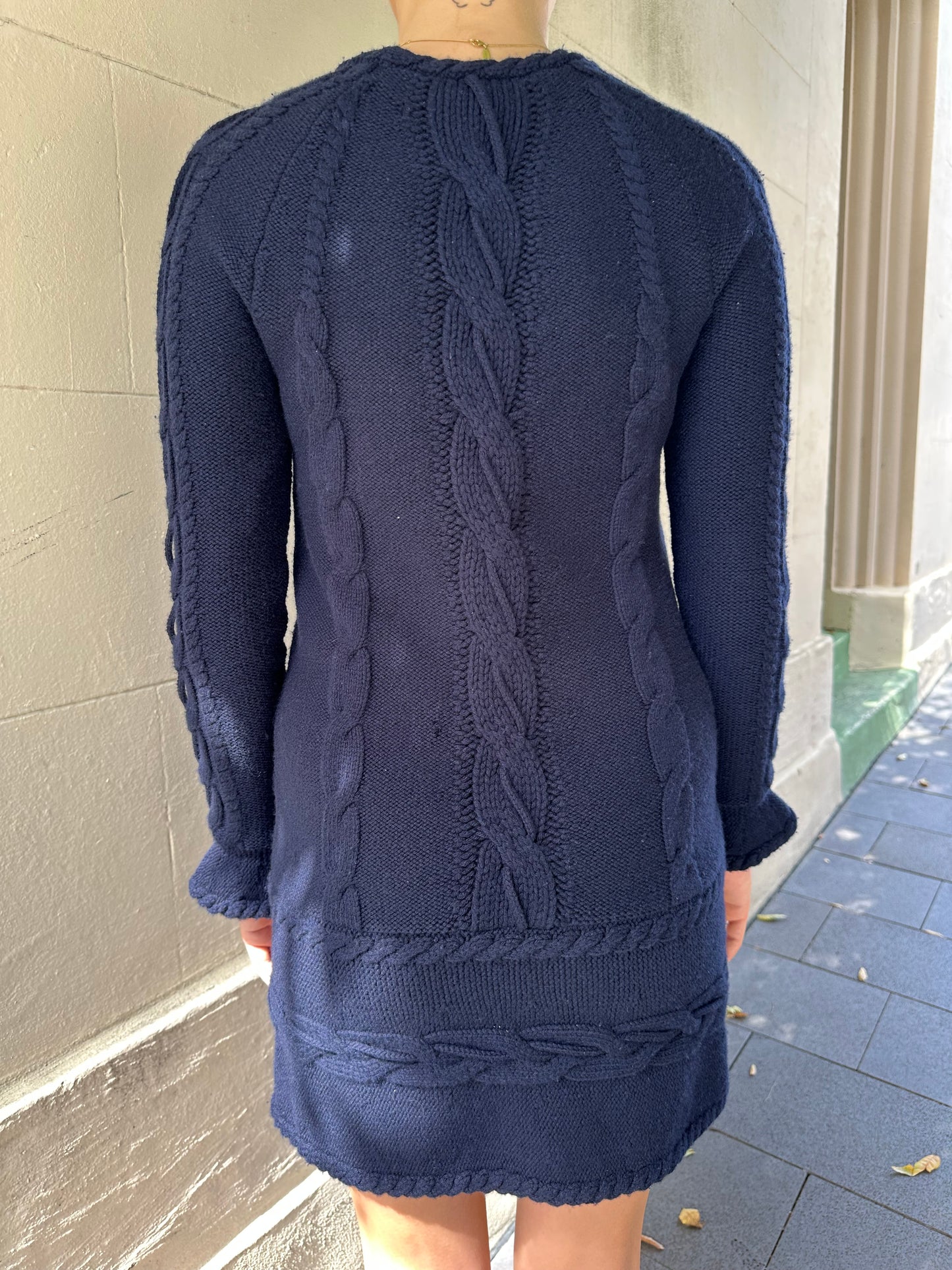 Chanel Cable Knit Navy Dress Size 34